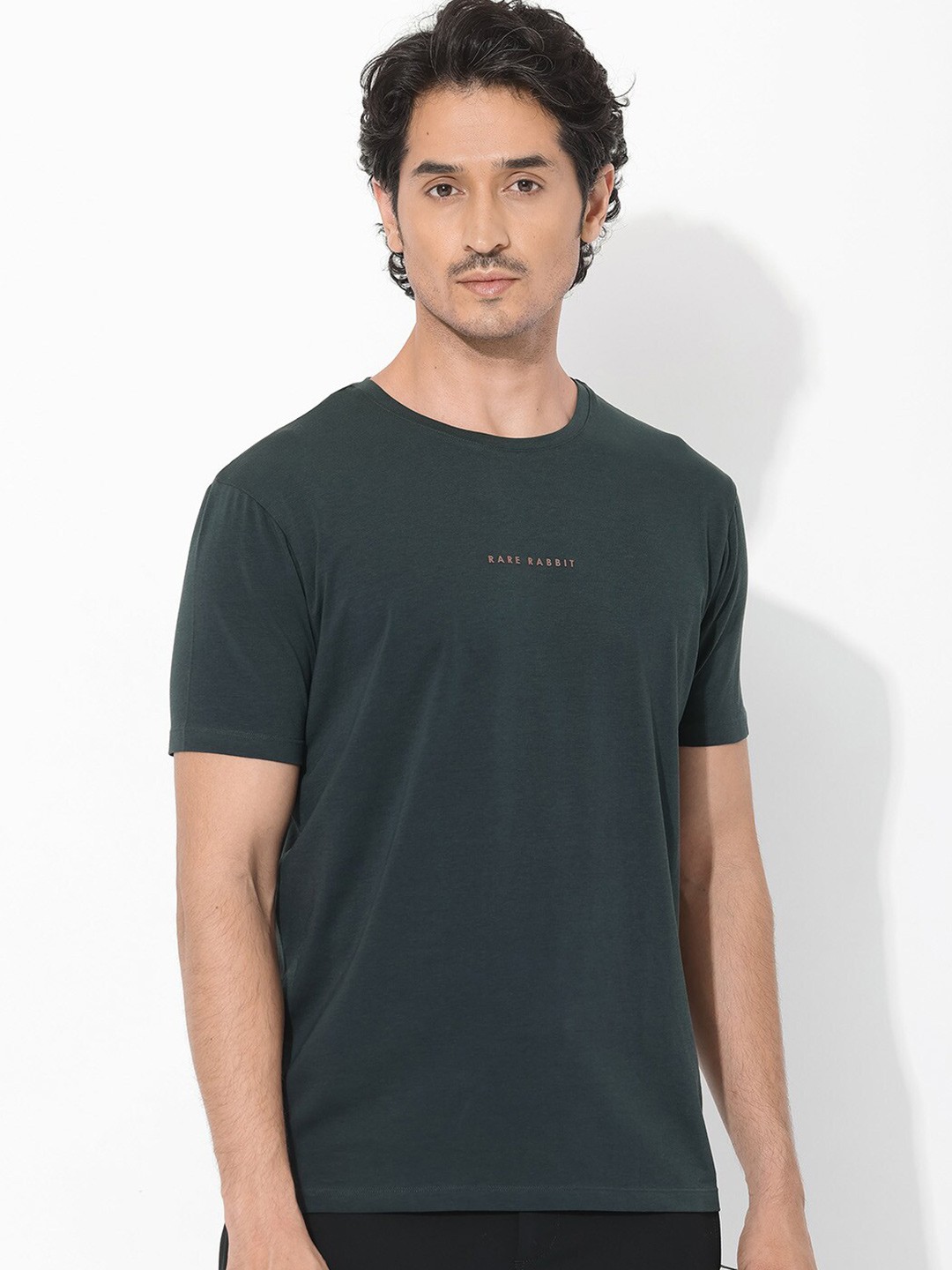

RARE RABBIT Men Rabbit-Inf Round Neck Regular Fit T-Shirt, Green