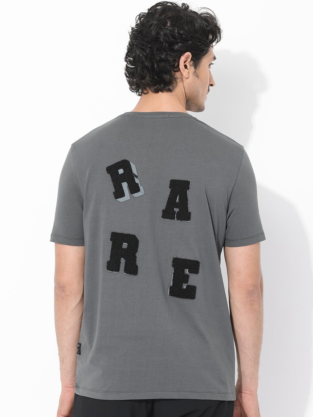 

RARE RABBIT Men Rev Typography Printed Regular Fit T-Shirt, Grey