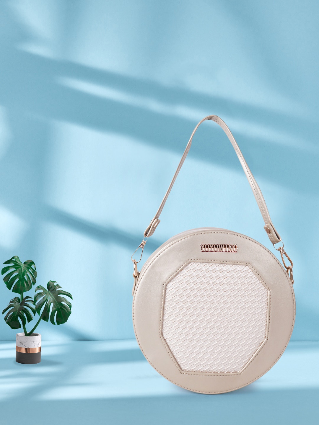 

YOYOWING Textured Structured Sling Bag, White