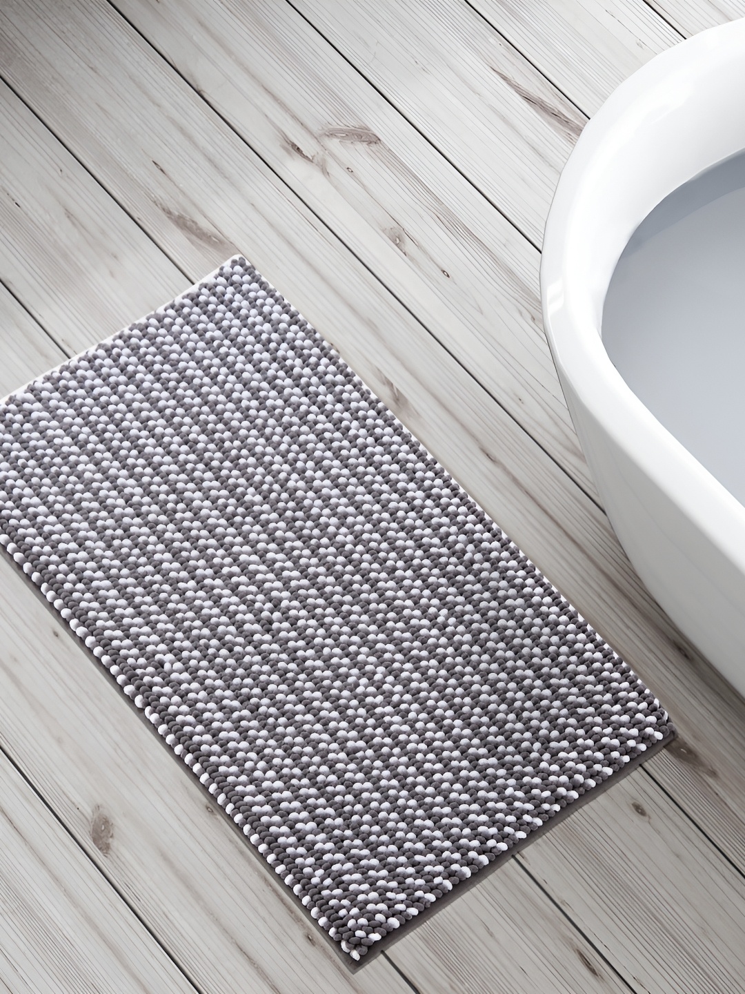 

Home Centre Grey & White Printed 240 GSM Anti-Skid Bath Rug