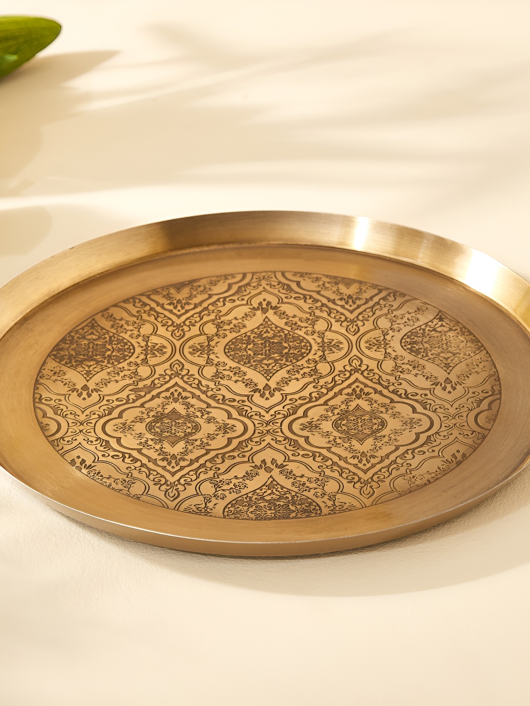 

Home Centre Patterned Metal Serving Tray, Gold