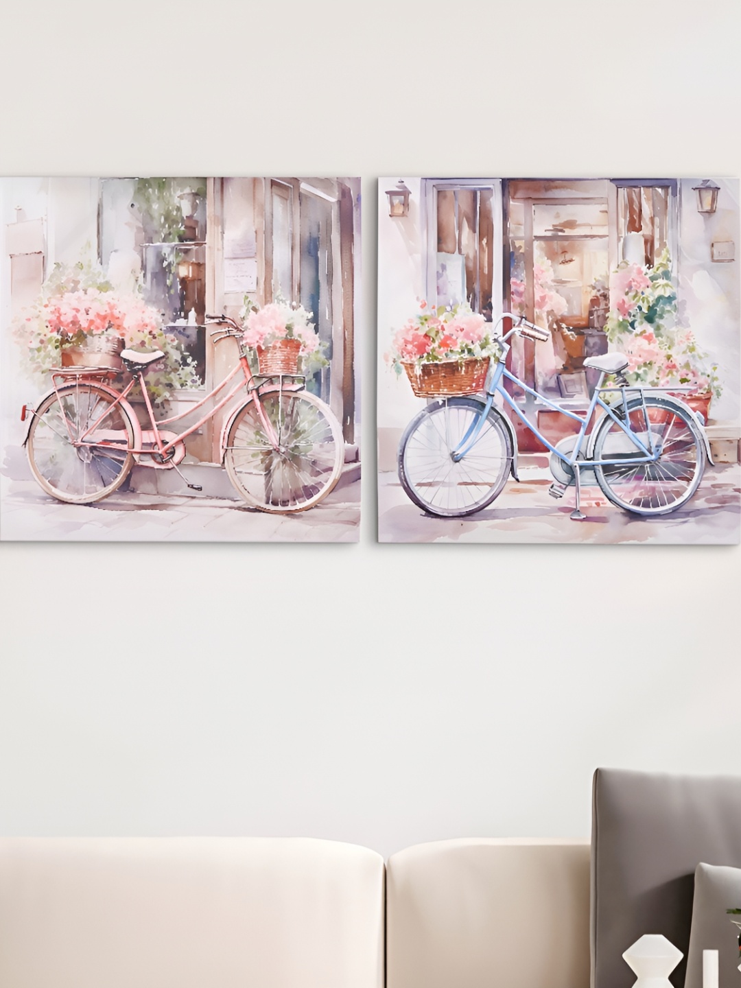 

Home Centre Brezza Pink & Blue 2 Pieces Self Design Bicycle Picture Canvas Frames