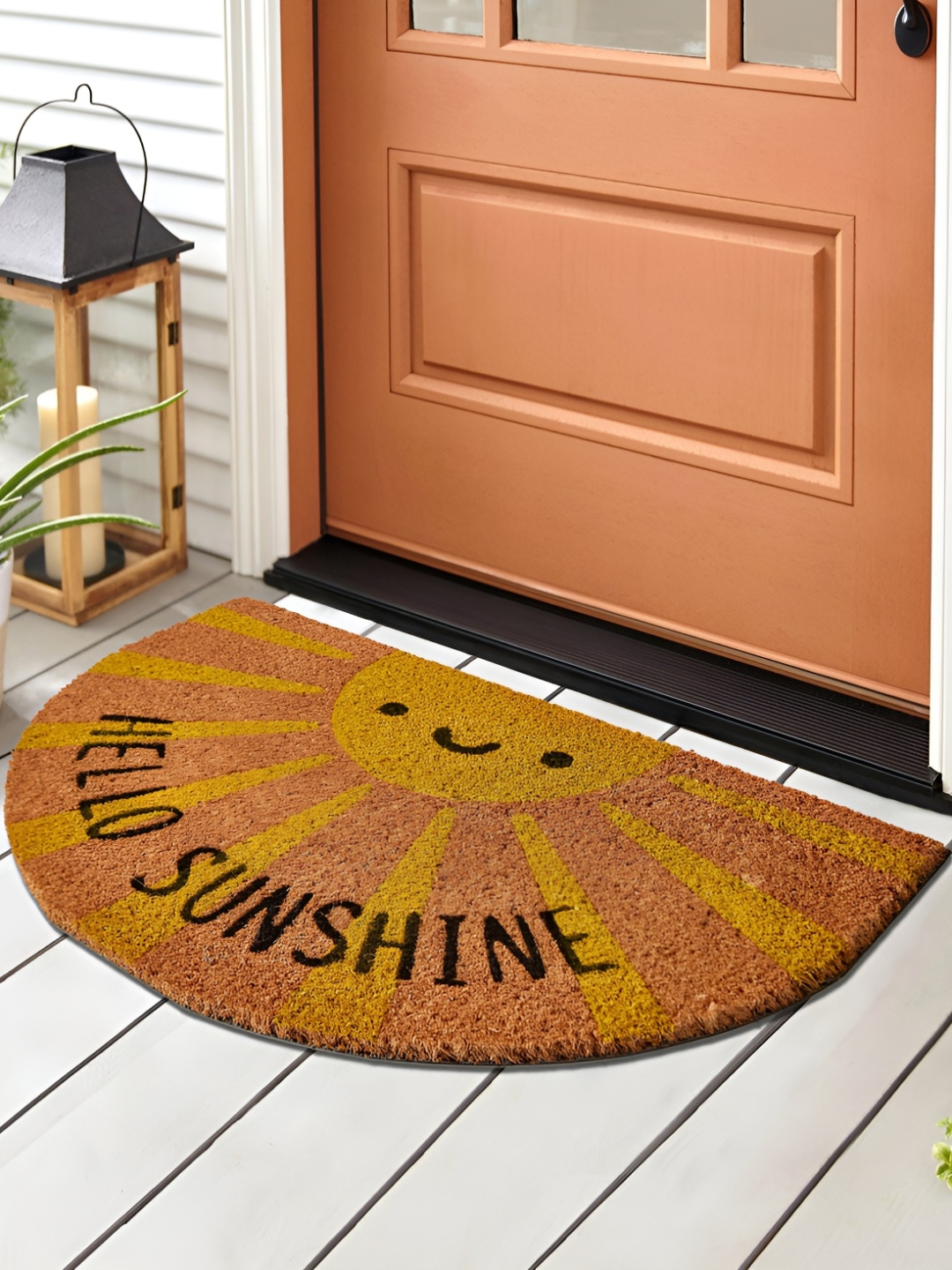 

Home Centre Yellow & Beige Printed Anti-Skid D-Shape Doormat