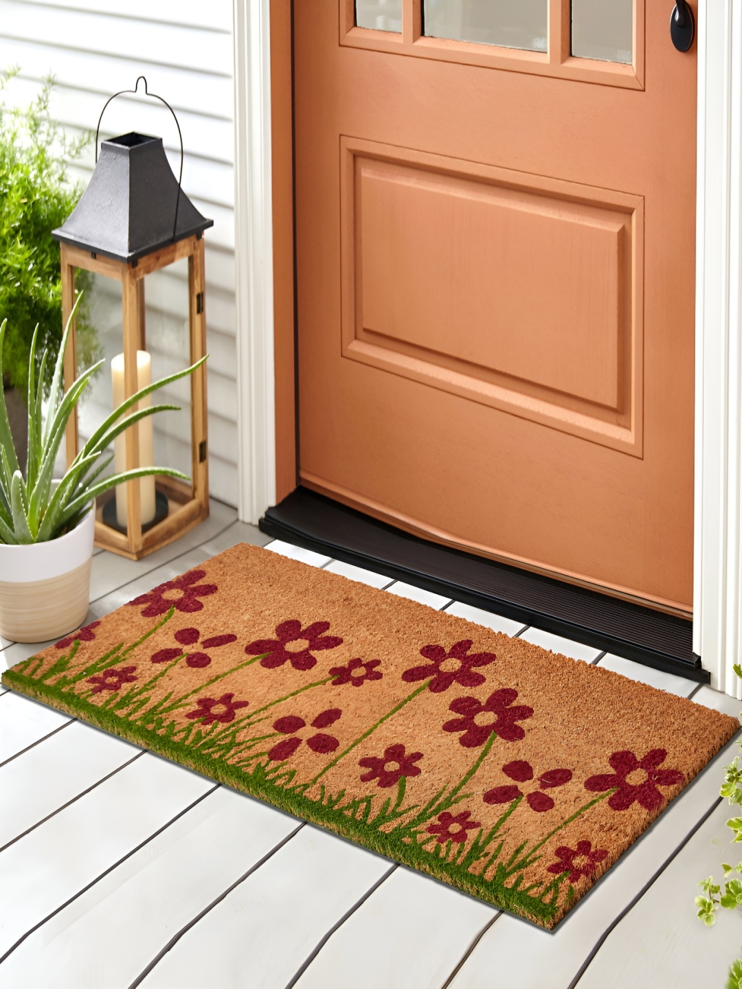 

Home Centre Stencila Brown & Green Floral Printed Anti-Skid Doormat