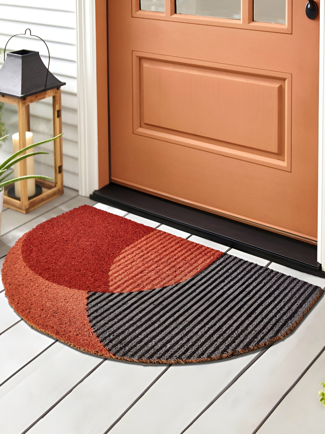 

Home Centre Corsica Maroon & Grey Printed D-Shaped Anti-Skid Doormat