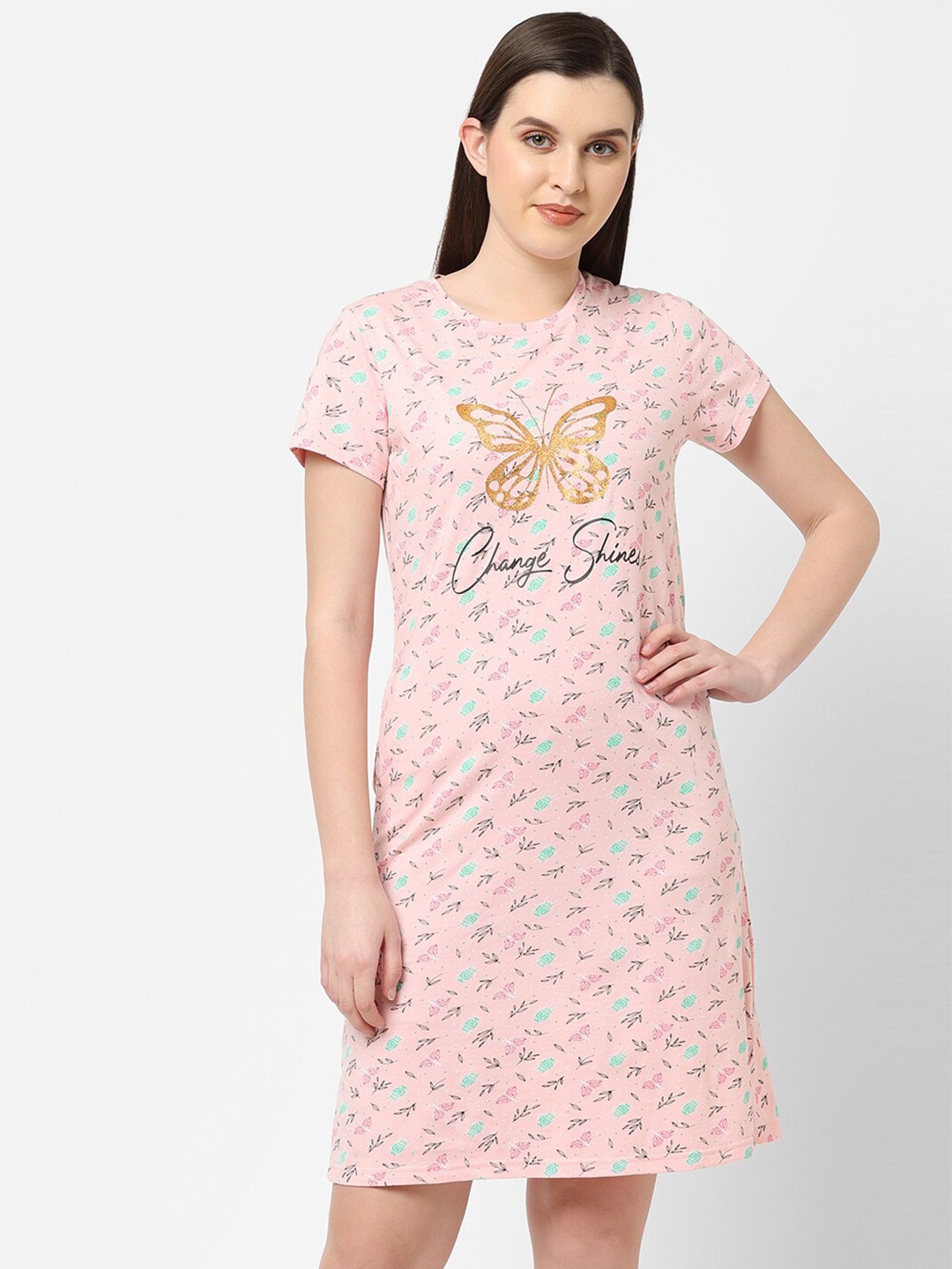

Sweet Dreams Pink Graphic Printed T-Shirt Nightdress
