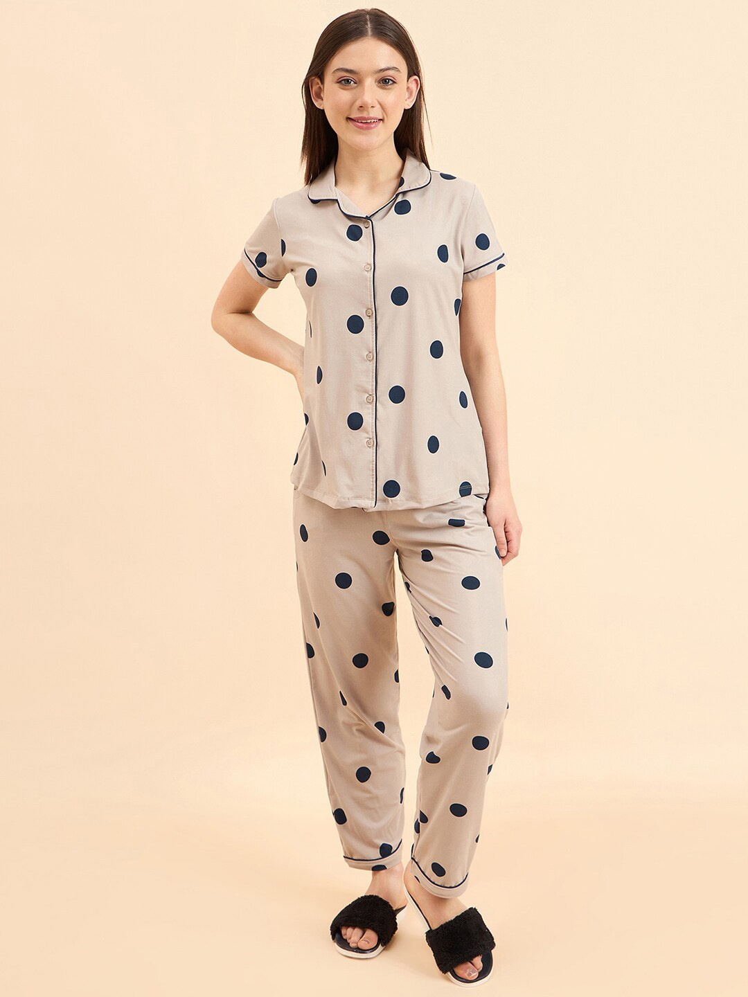 

Sweet Dreams Brown Printed Pure Cotton Night suit