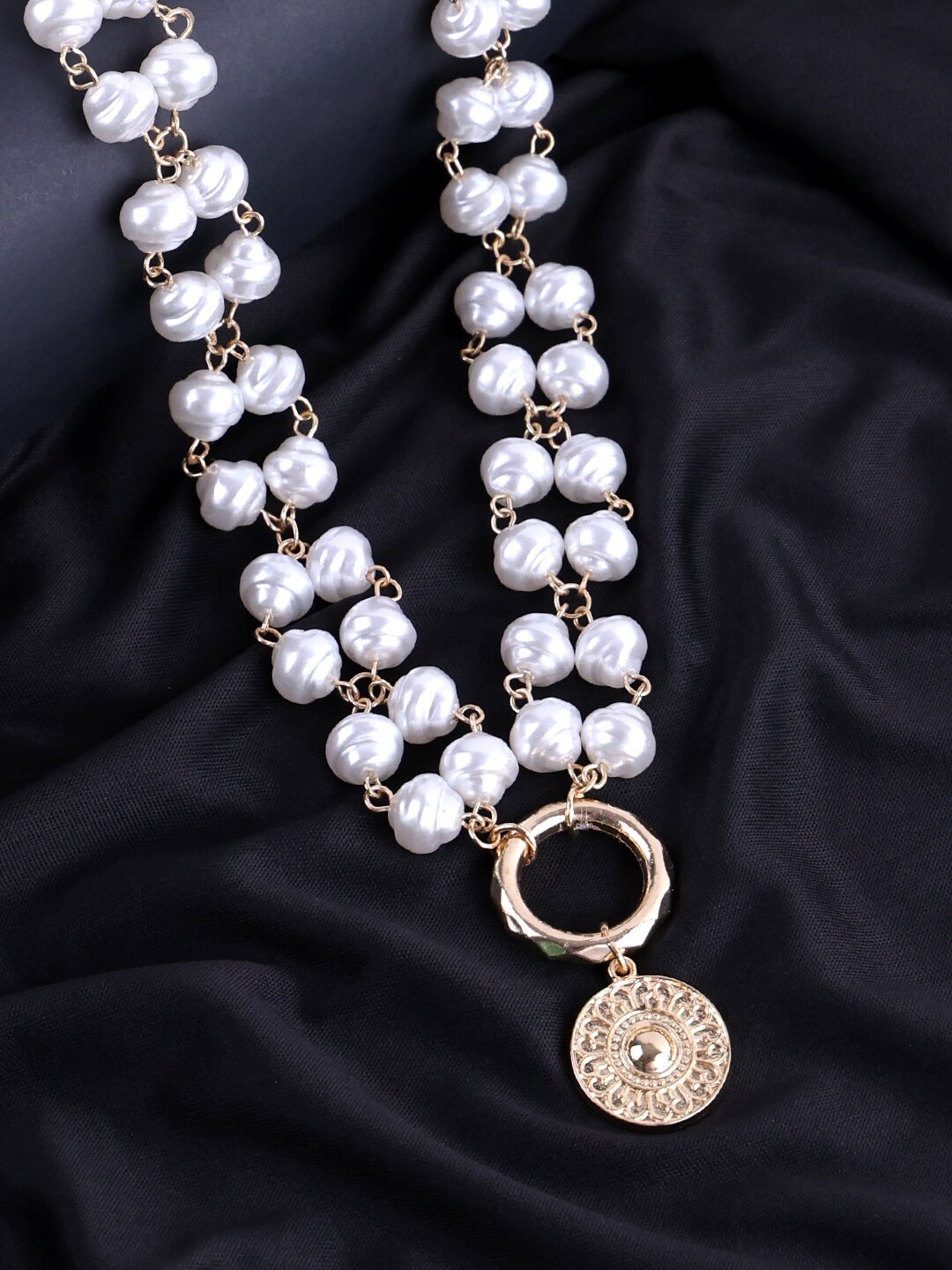 

VOGUE PANASH White Gold-Plated Beaded Necklace