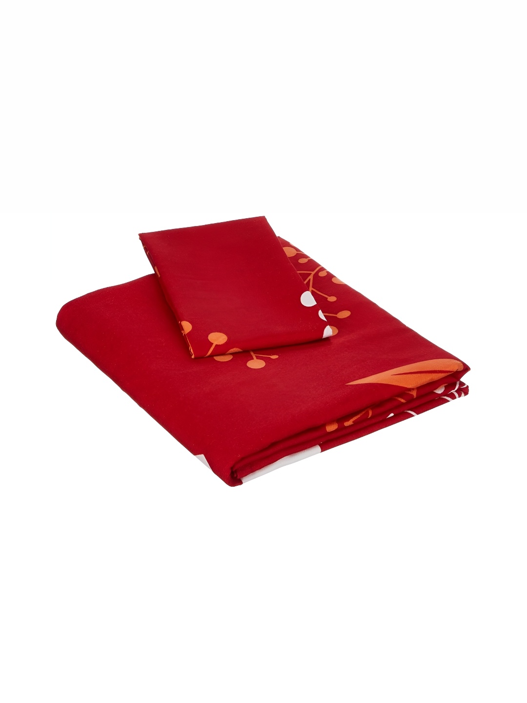 

PHOEBEE Red & White Floral 120 TC Single Bedsheet with 1 Pillow Covers