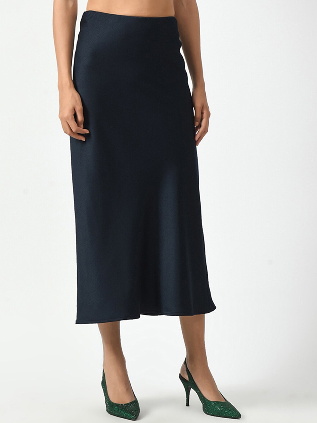 

OFFICE & YOU Straight Midi Bias Skirts, Navy blue