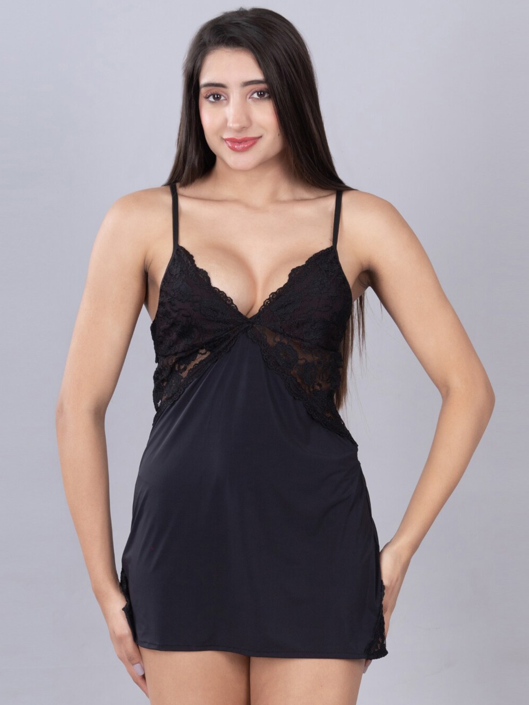

Herryqeal Self Design Baby Doll, Black
