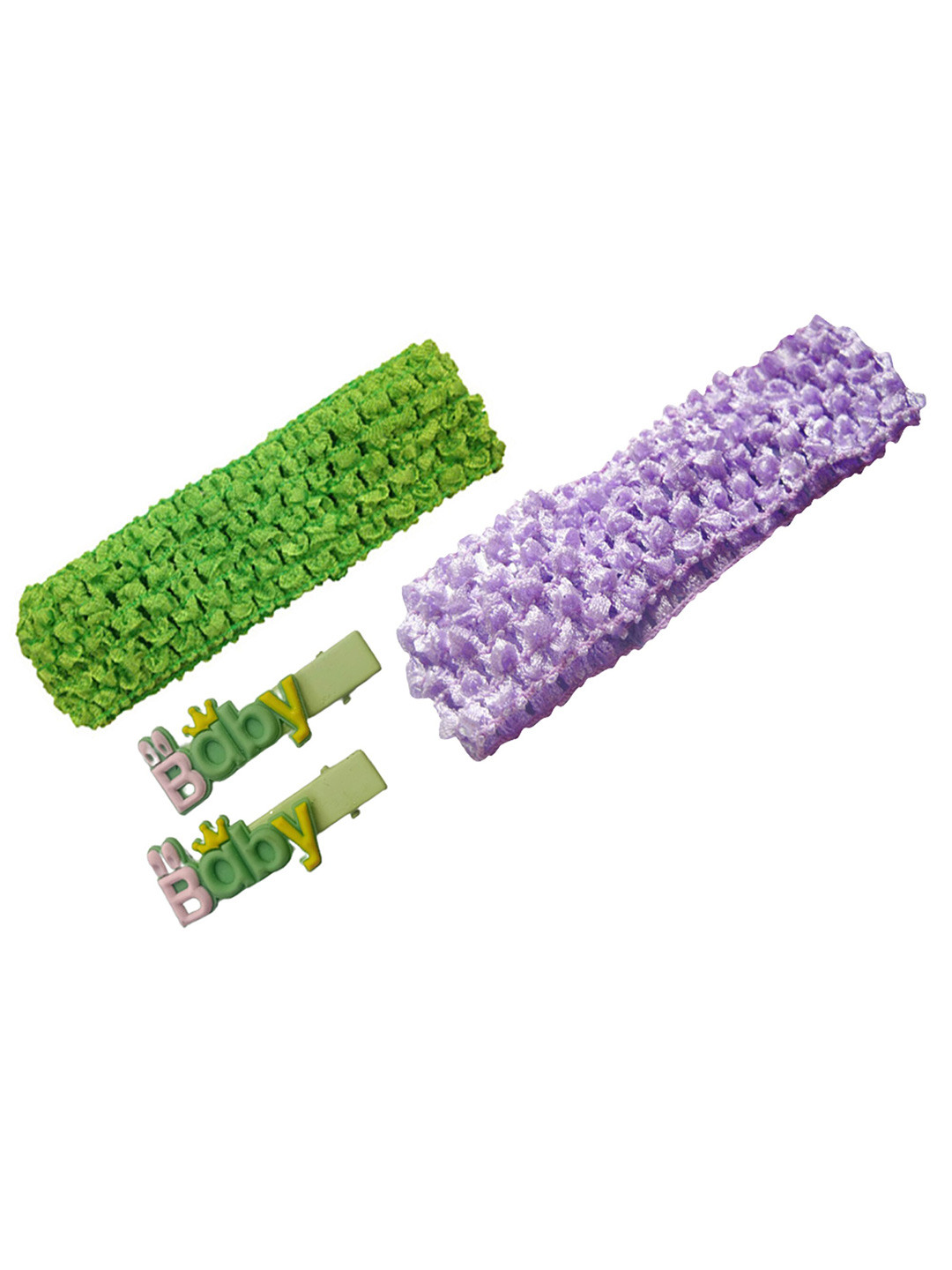 

BAESD Infants Girls Set of 4 Crochet Headbands & Hairclips, Lime green