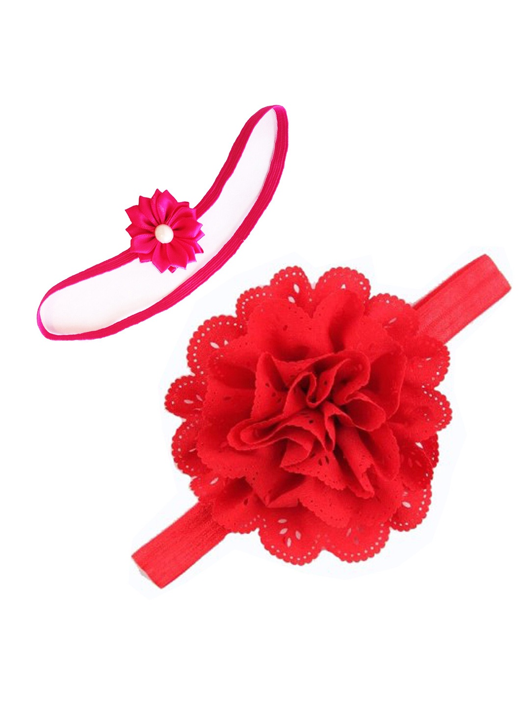 

BAESD Girls Set of 2 Cotton Satin Hairbands, Red