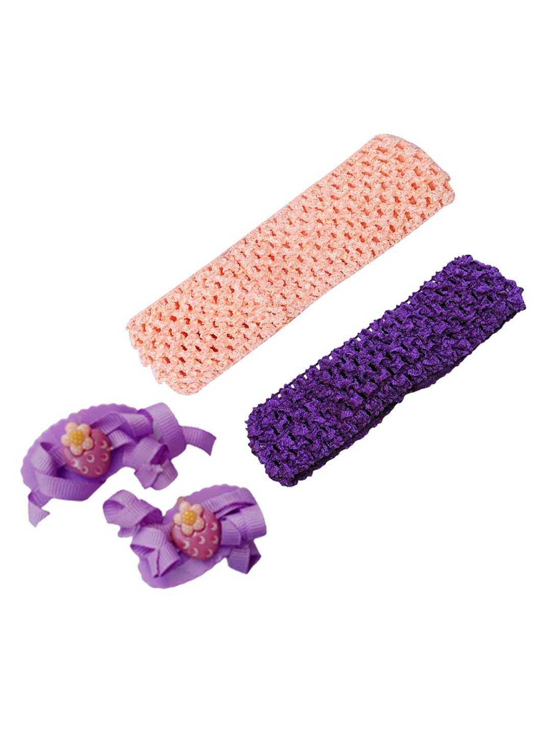 

BAESD Infants Girls Set of 4 Crochet Headbands & Hairclips, Peach