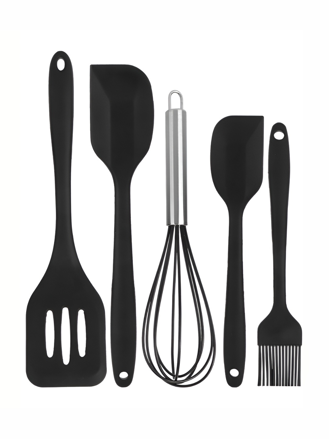 

P-Plus International Black & Siver Toned 5 Pieces Dishwasher Safe Kitchen Spatulas Set