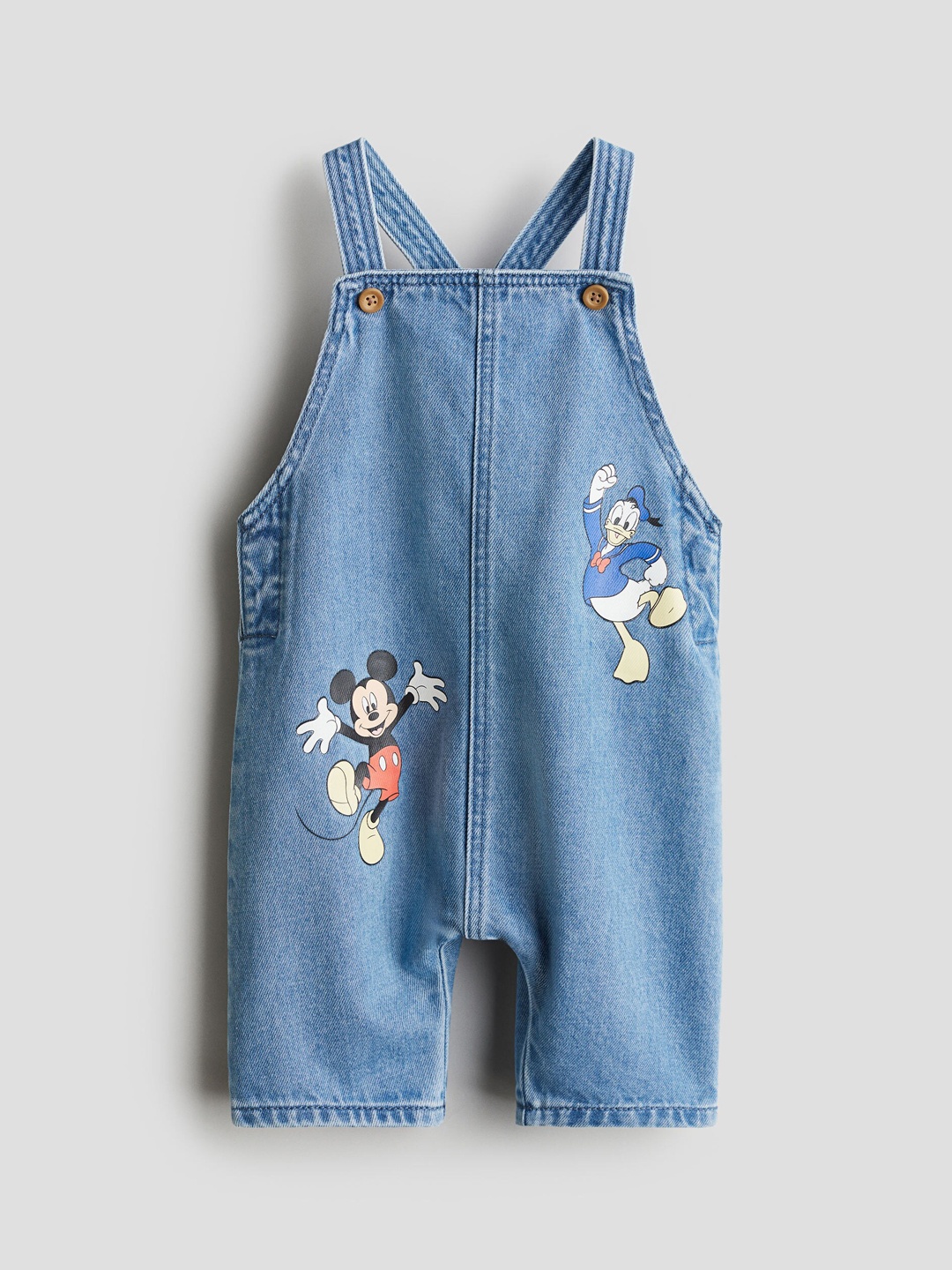 

H&M Boys Printed Denim Dungaree Shorts, Blue