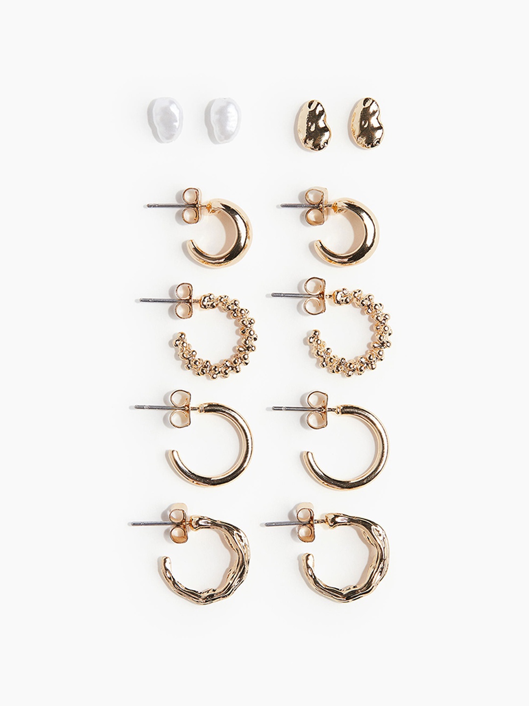 

H&M 6 Pairs Earrings, Gold