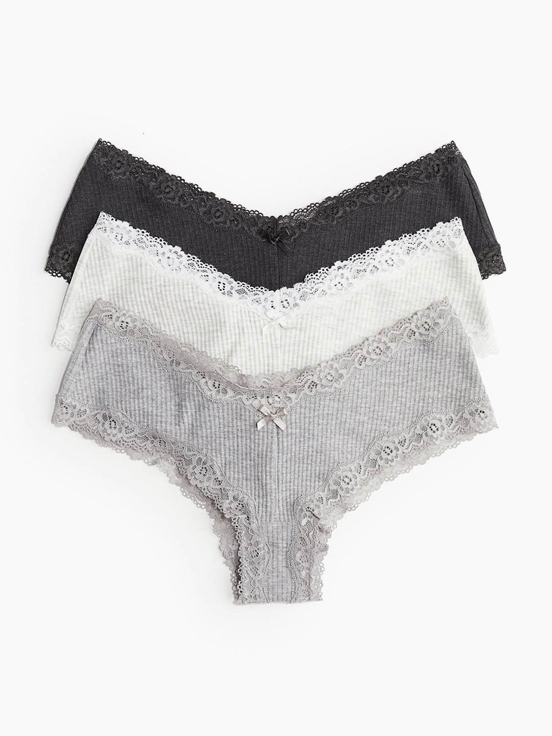 

H&M Women 3-Pack Cotton Hipster Briefs, Grey