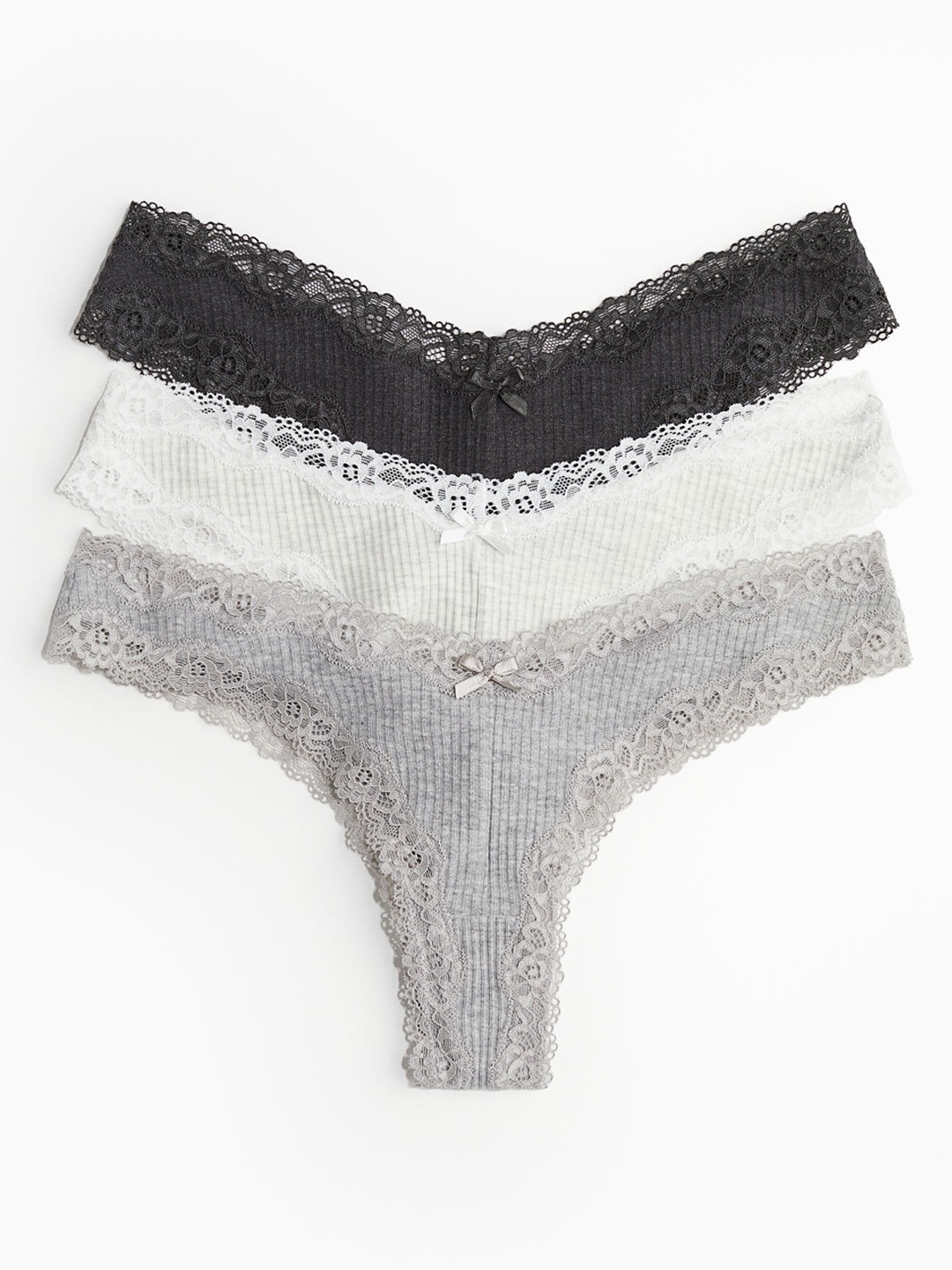 

H&M Women 3-Pack Cotton Brazilian Briefs, Grey