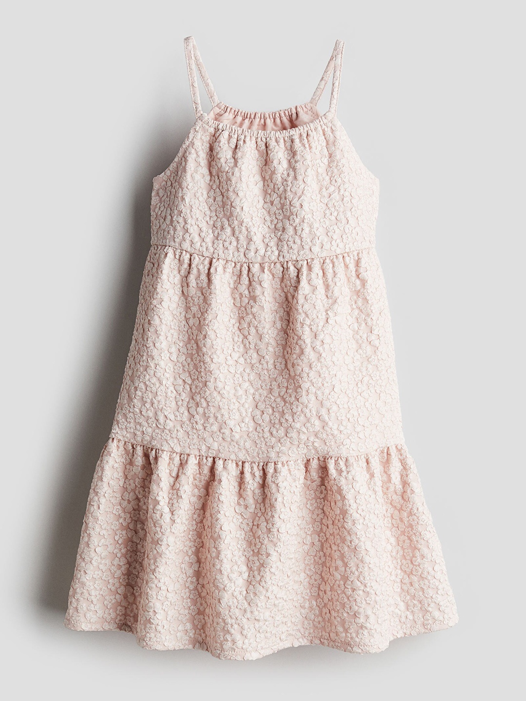 

H&M Girls Jacquard-Weave Tiered Dress, Pink