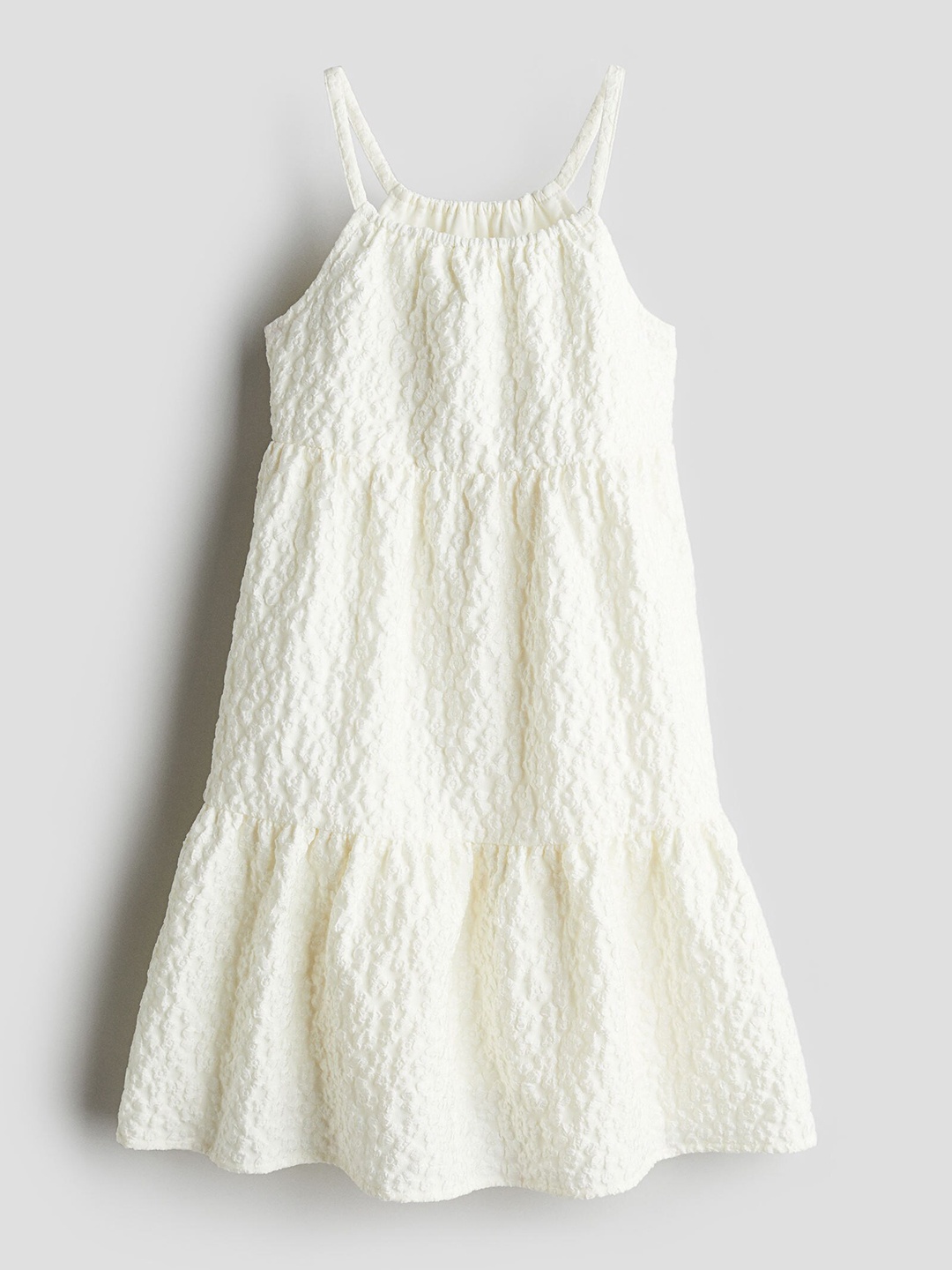 

H&M Girls Jacquard-Weave Tiered Dress, White