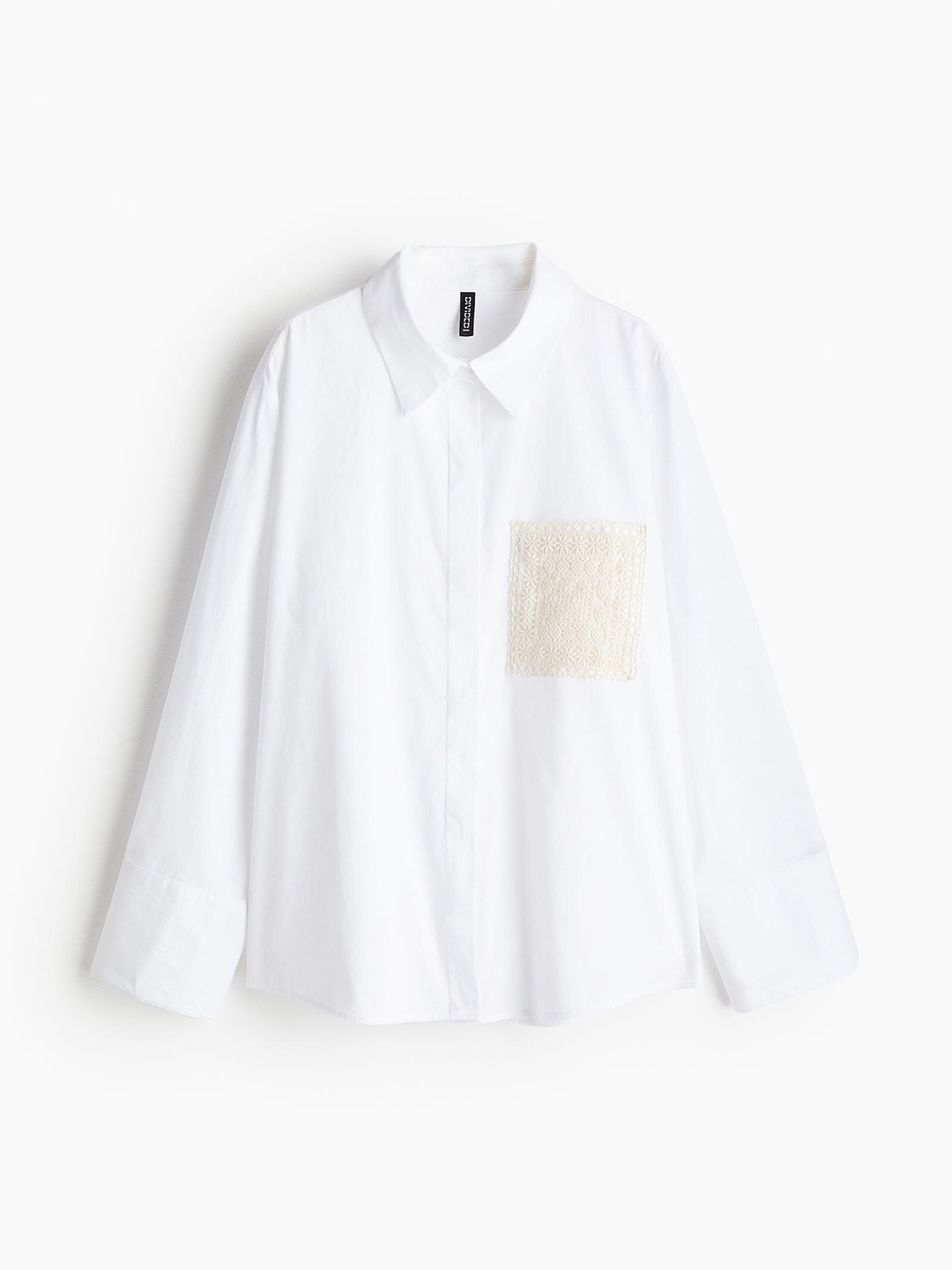 

H&M Women Pure Cotton Open-Back Poplin Shirt, White