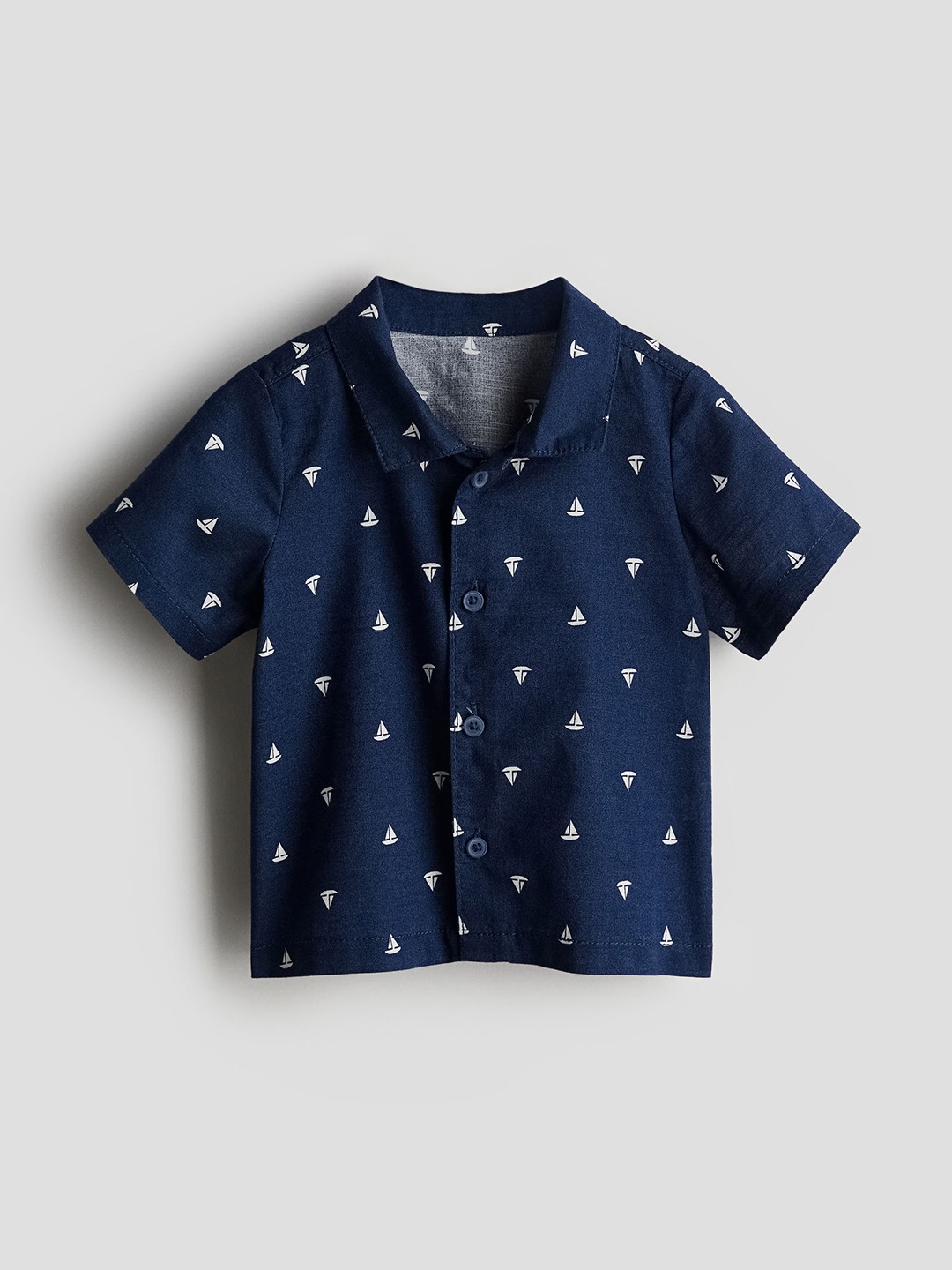 

H&M Boys Short-Sleeved Cotton Shirt, Navy blue