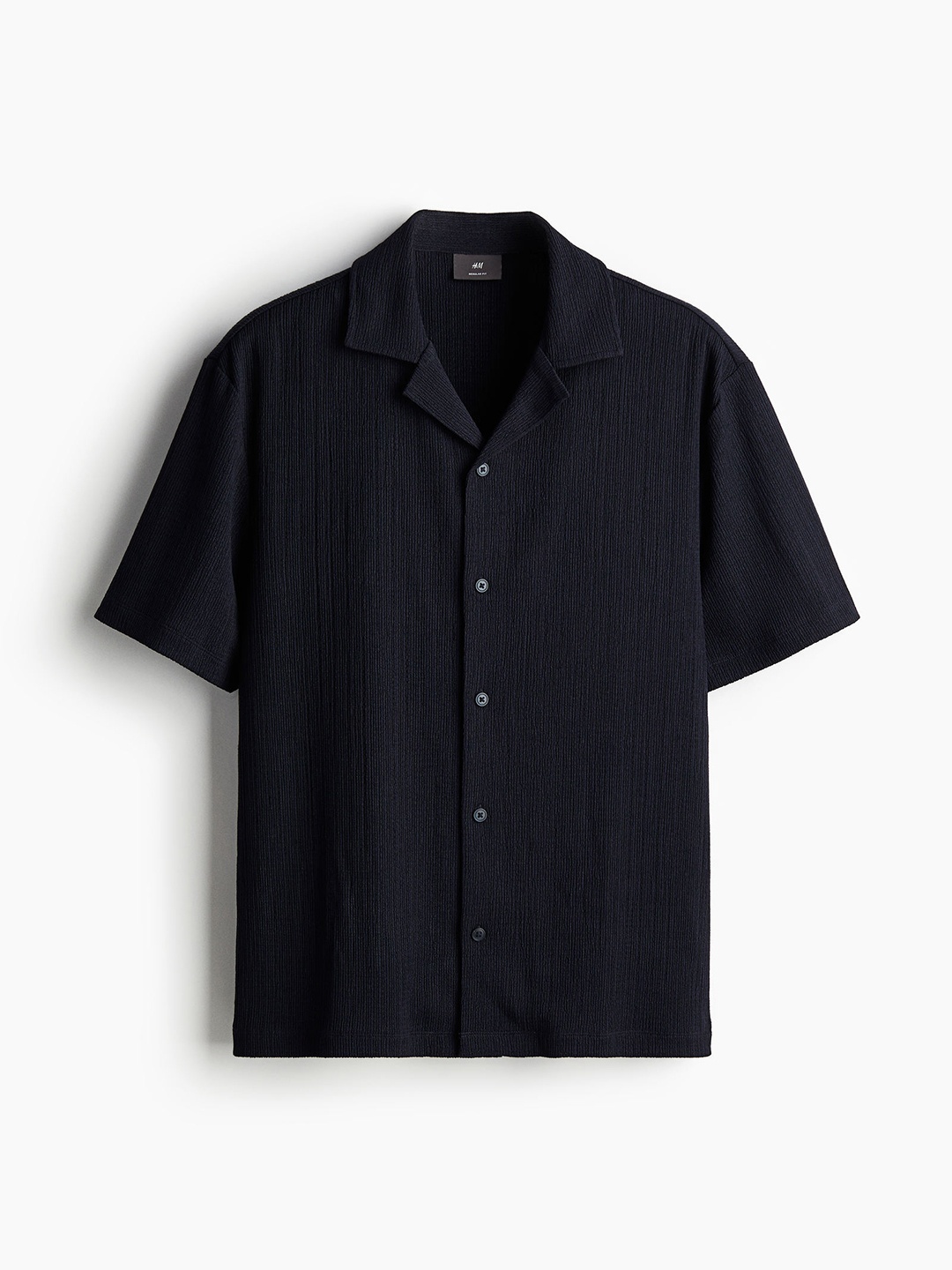 

H&M Men Regular Fit Crinkled Resort Shirt, Navy blue