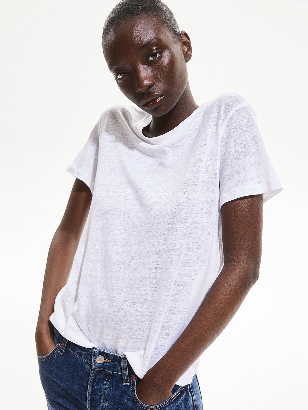 

H&M Linen T-shirt, White