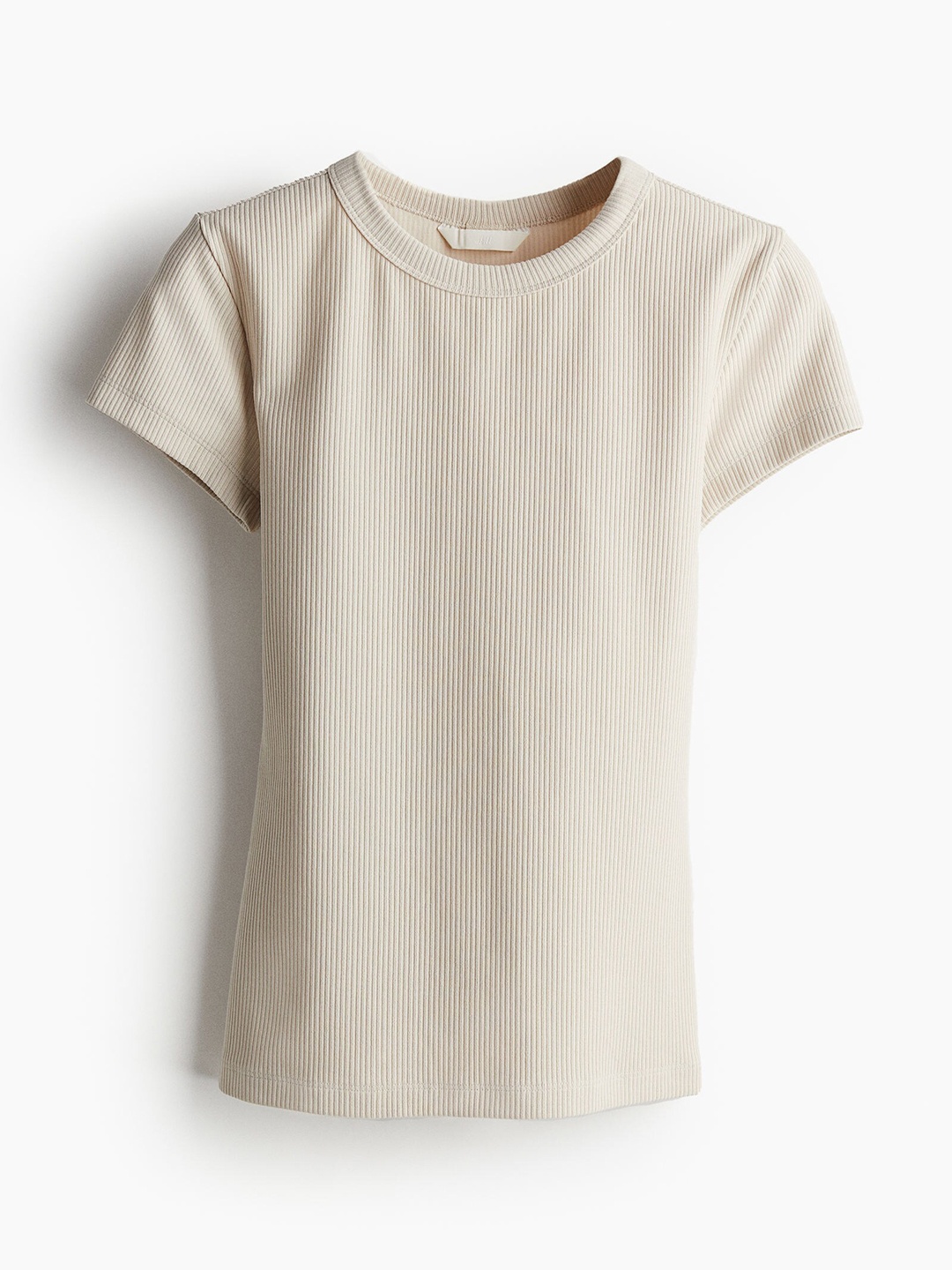 

H&M Women Ribbed T-shirt, Beige