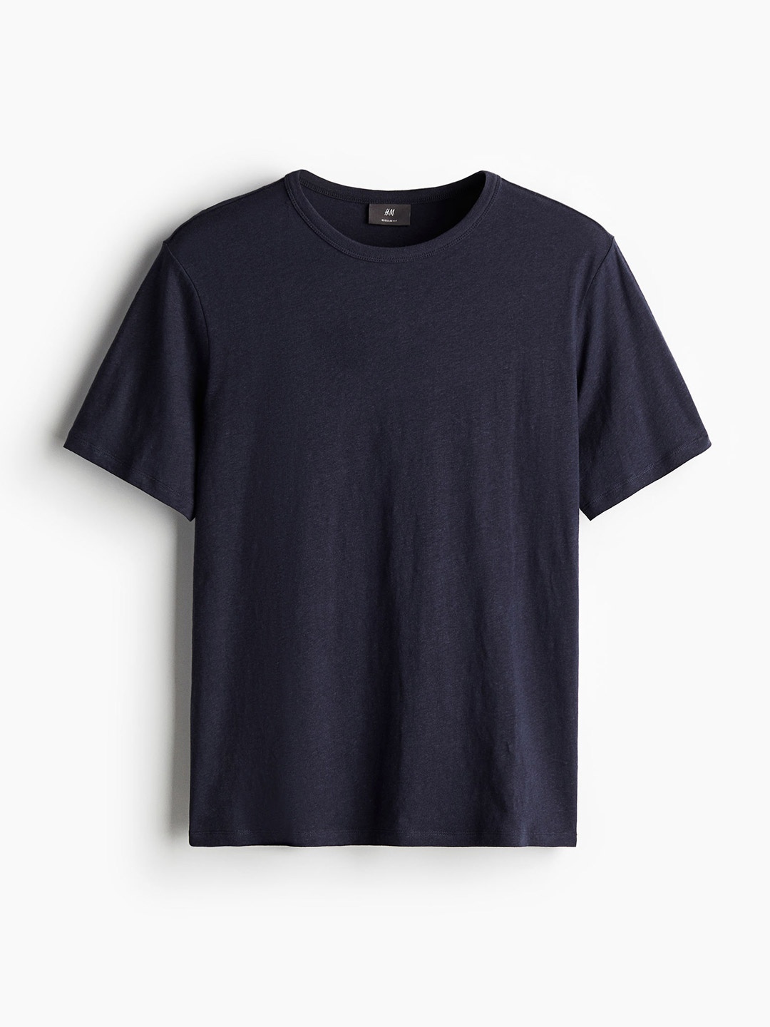 

H&M Men Regular Fit Linen-Blend T-shirt, Navy blue