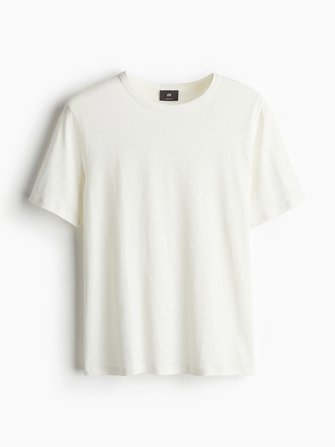 

H&M Men Regular Fit Linen-Blend T-Shirt, White