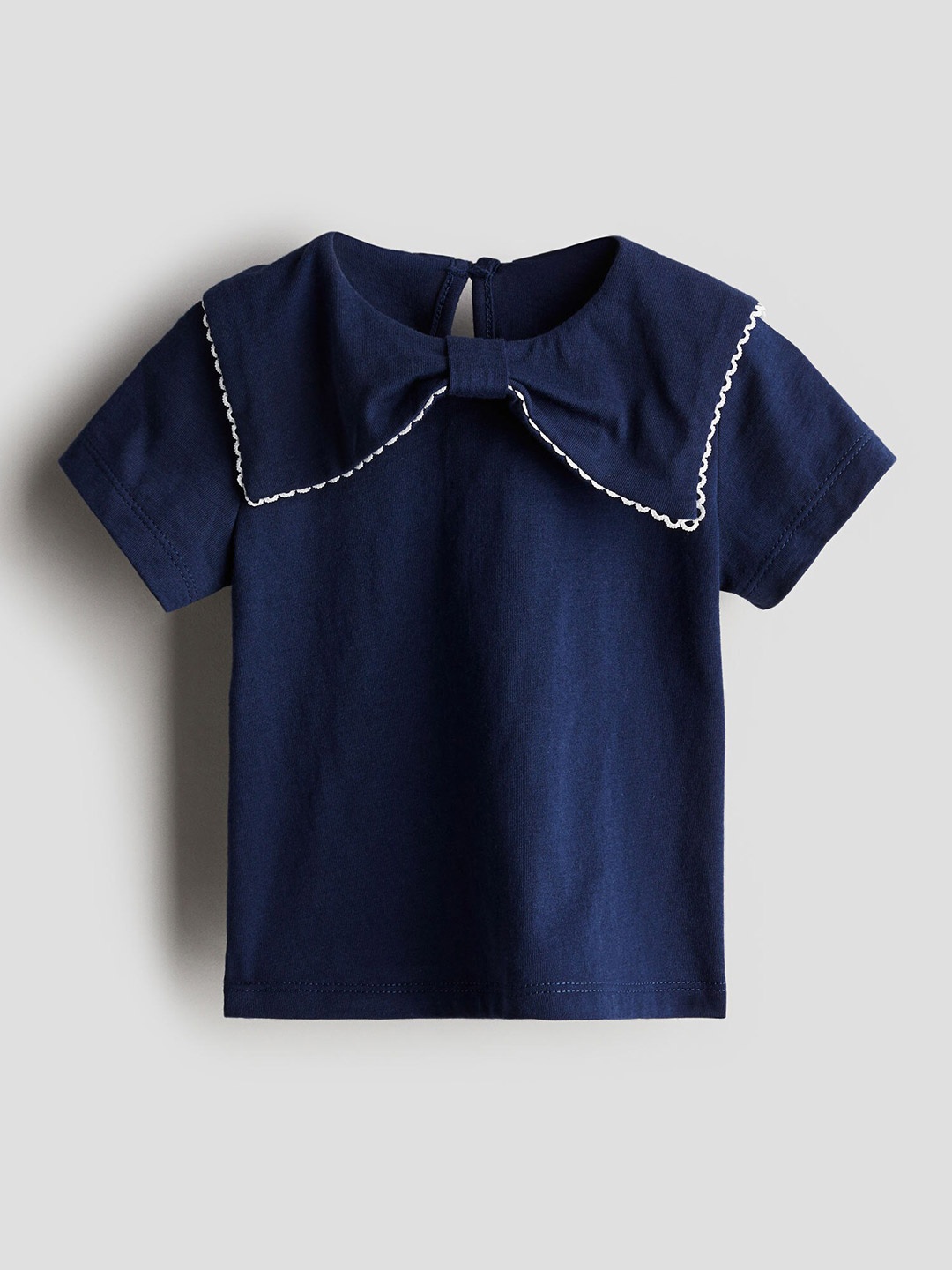 

H&M Girls Pure Cotton Collared Jersey Top, Navy blue