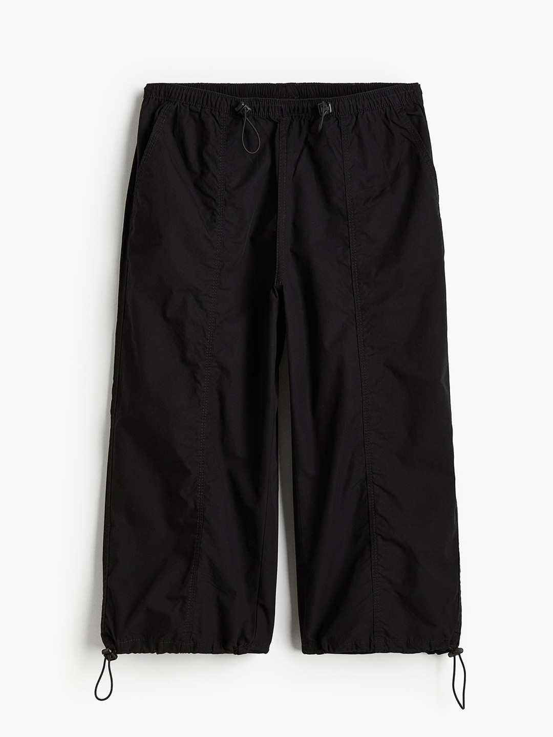 

H&M Women Pure Cotton Cargo Capri Trousers, Black