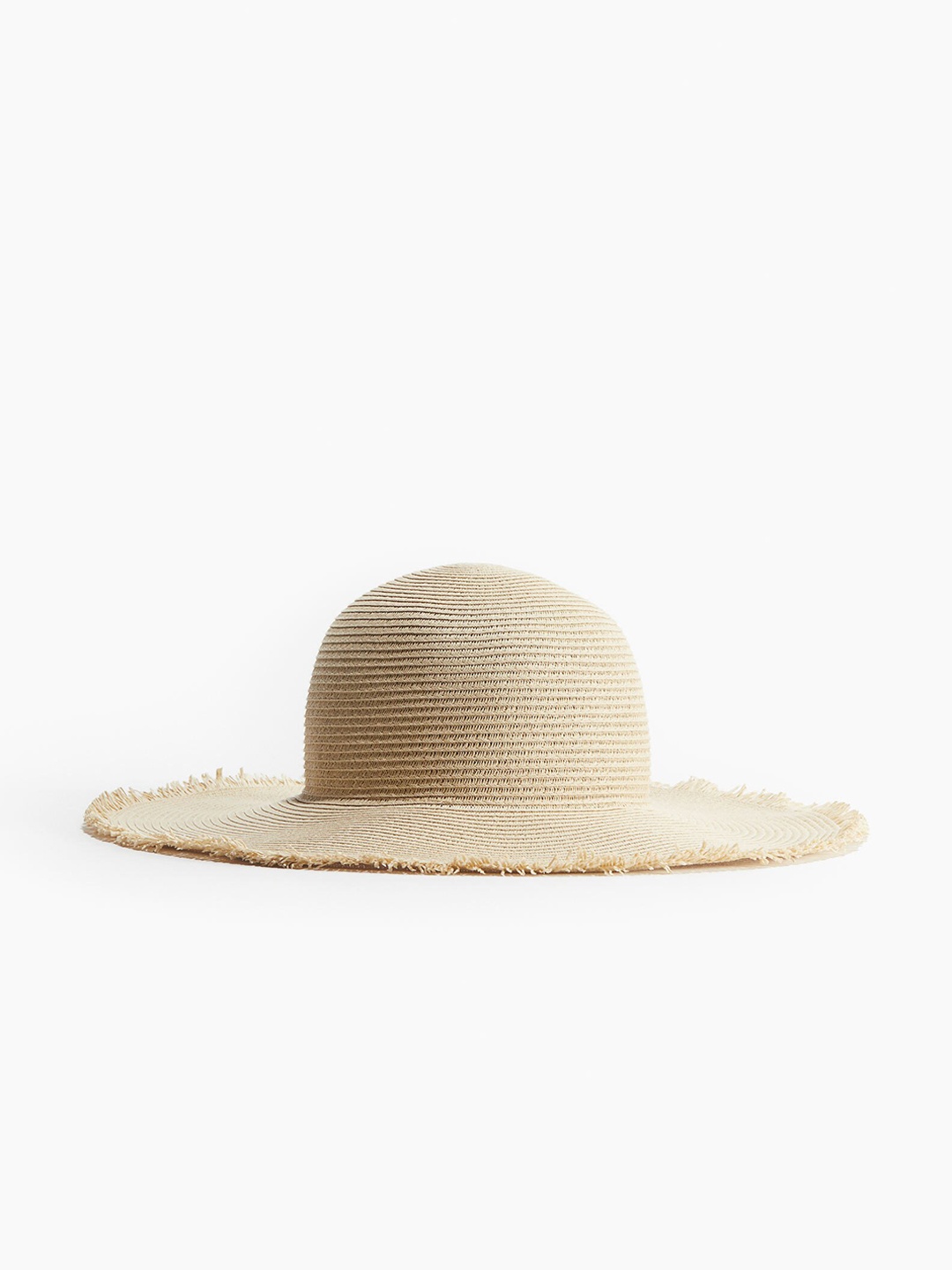 

H&M Women Frayed-Edge Straw Hat, Beige