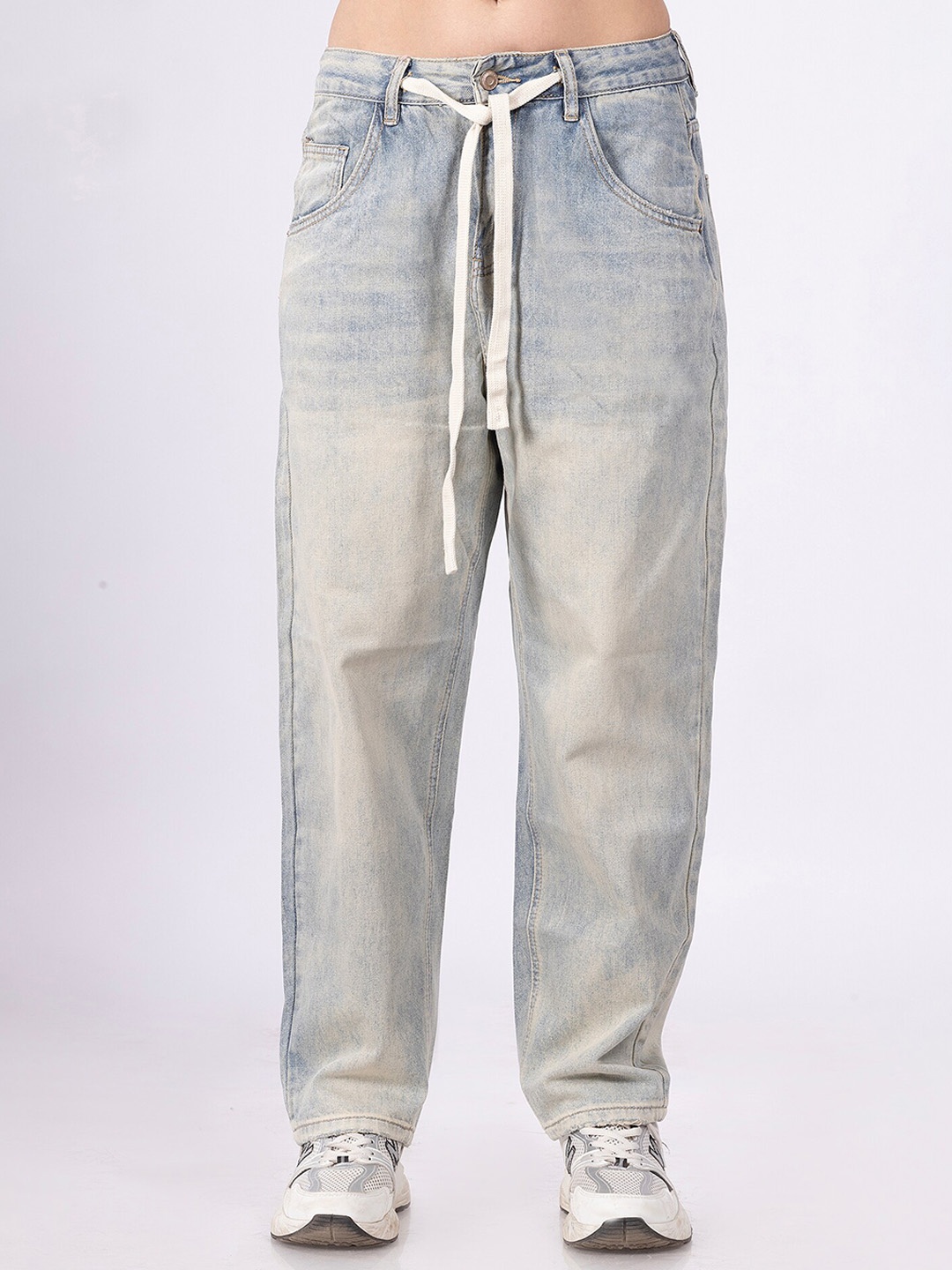

DIMEH Men Relaxed Fit Heavy Fade Stretchable Jeans, Blue