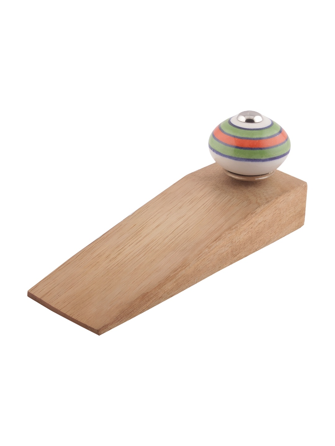 

Indianshelf Green & White Striped Floral Door Stopper