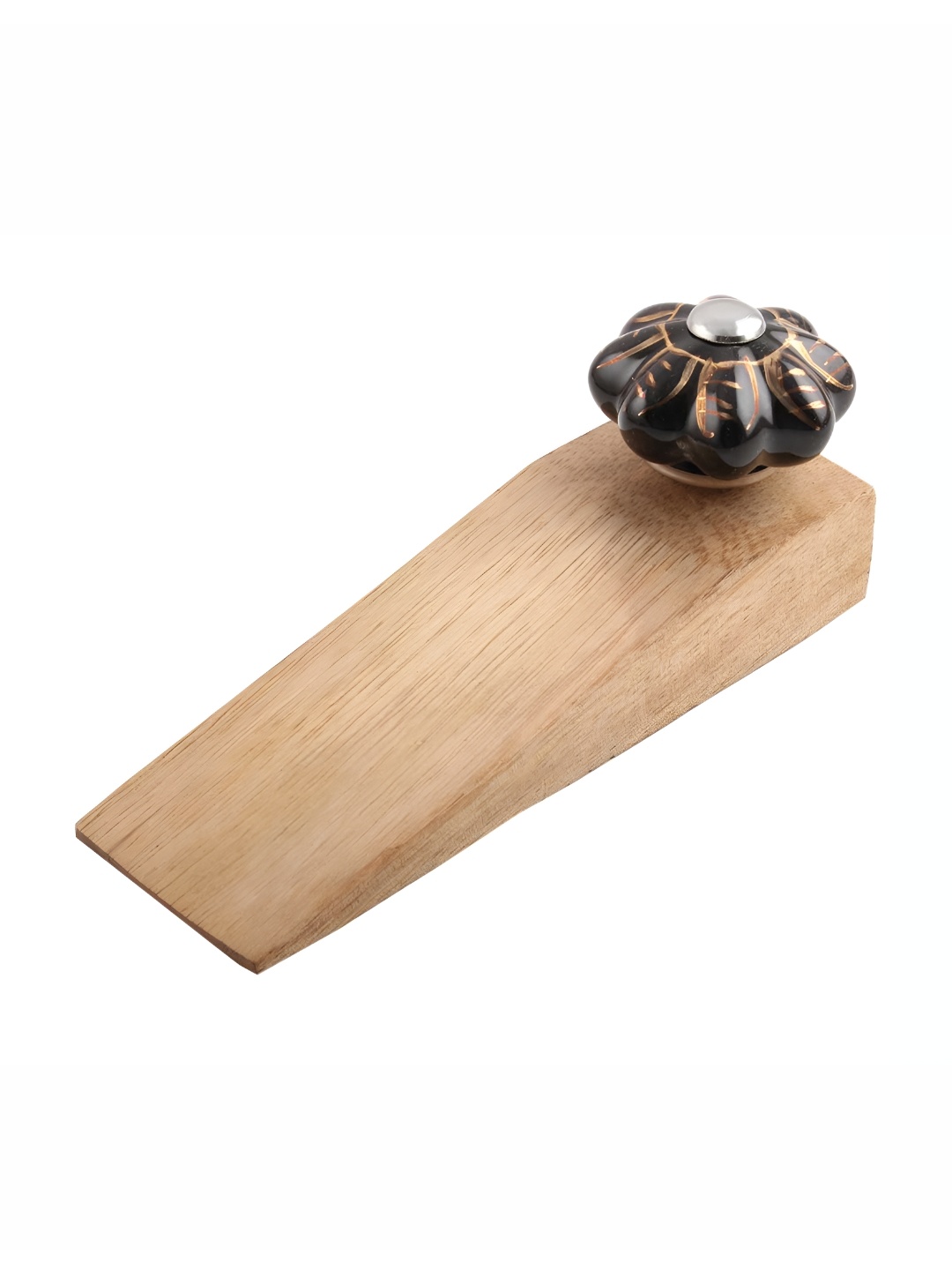 

Indianshelf Black & Beige Leaf Big Melon Door Stopper