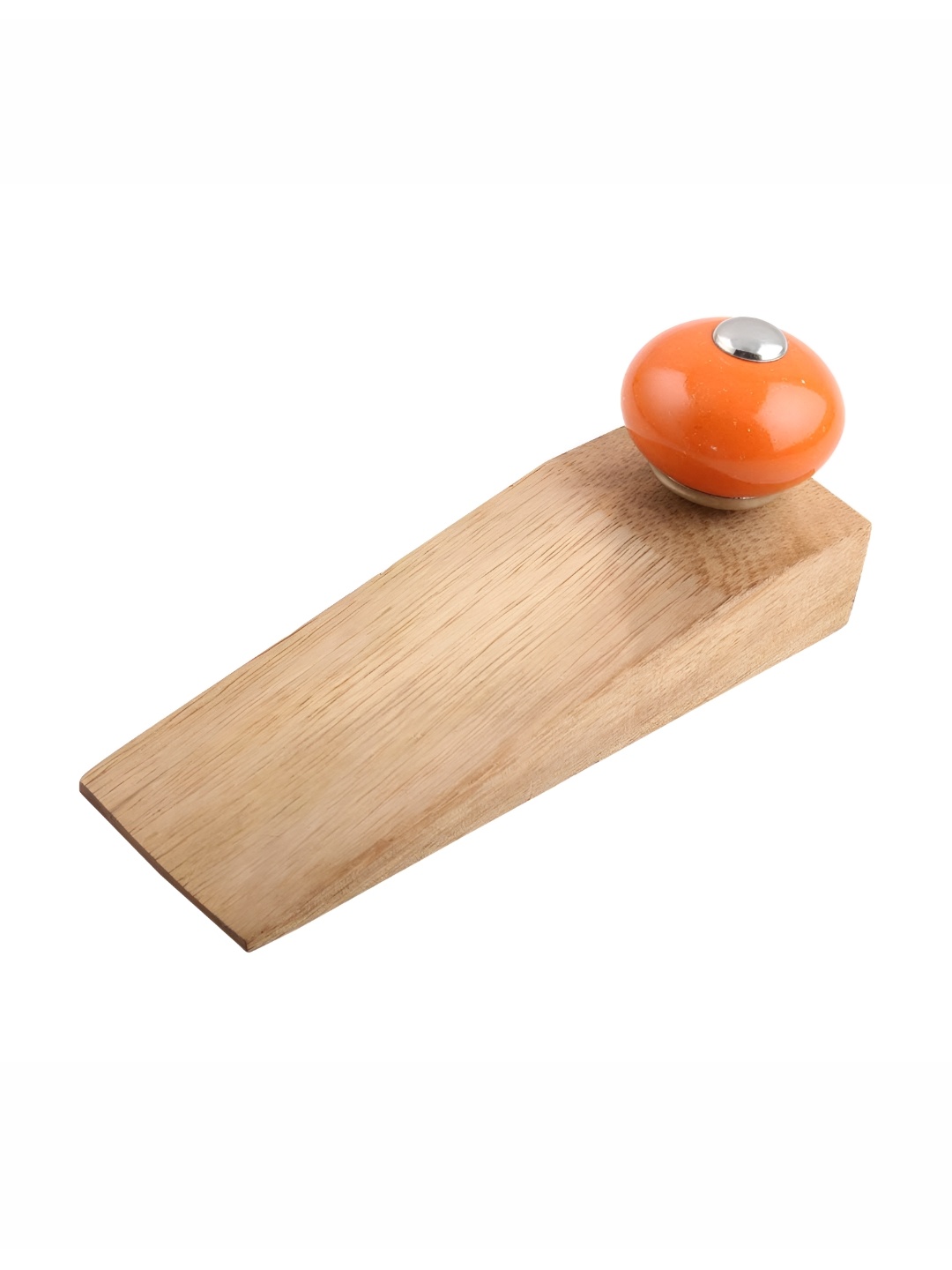 

Indianshelf Orange Coloured & Beige Wooden Round Shaped Door Stopper