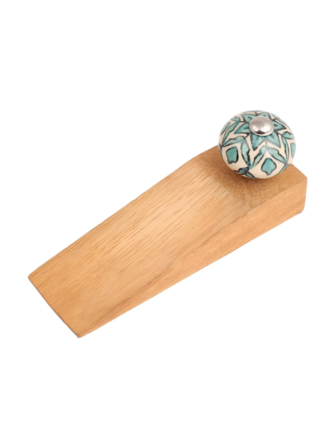 

Indianshelf Beige & Sea Green Flower Printed Door Stopper