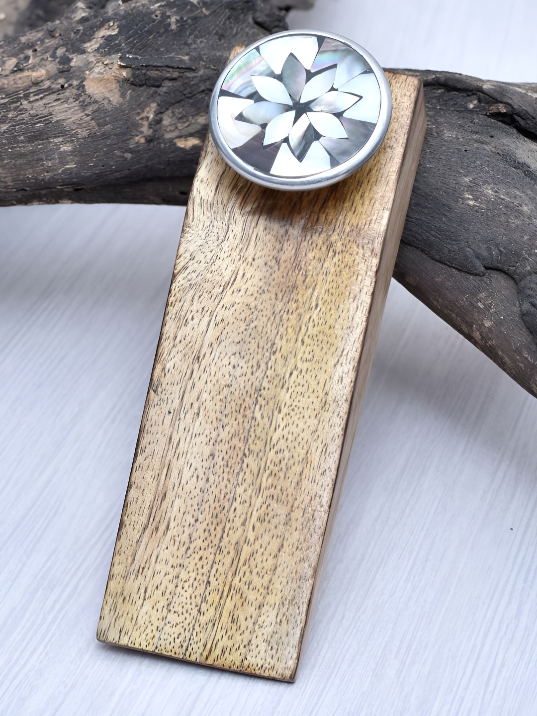 

Indianshelf Grey & White Printed Door Stopper, Beige