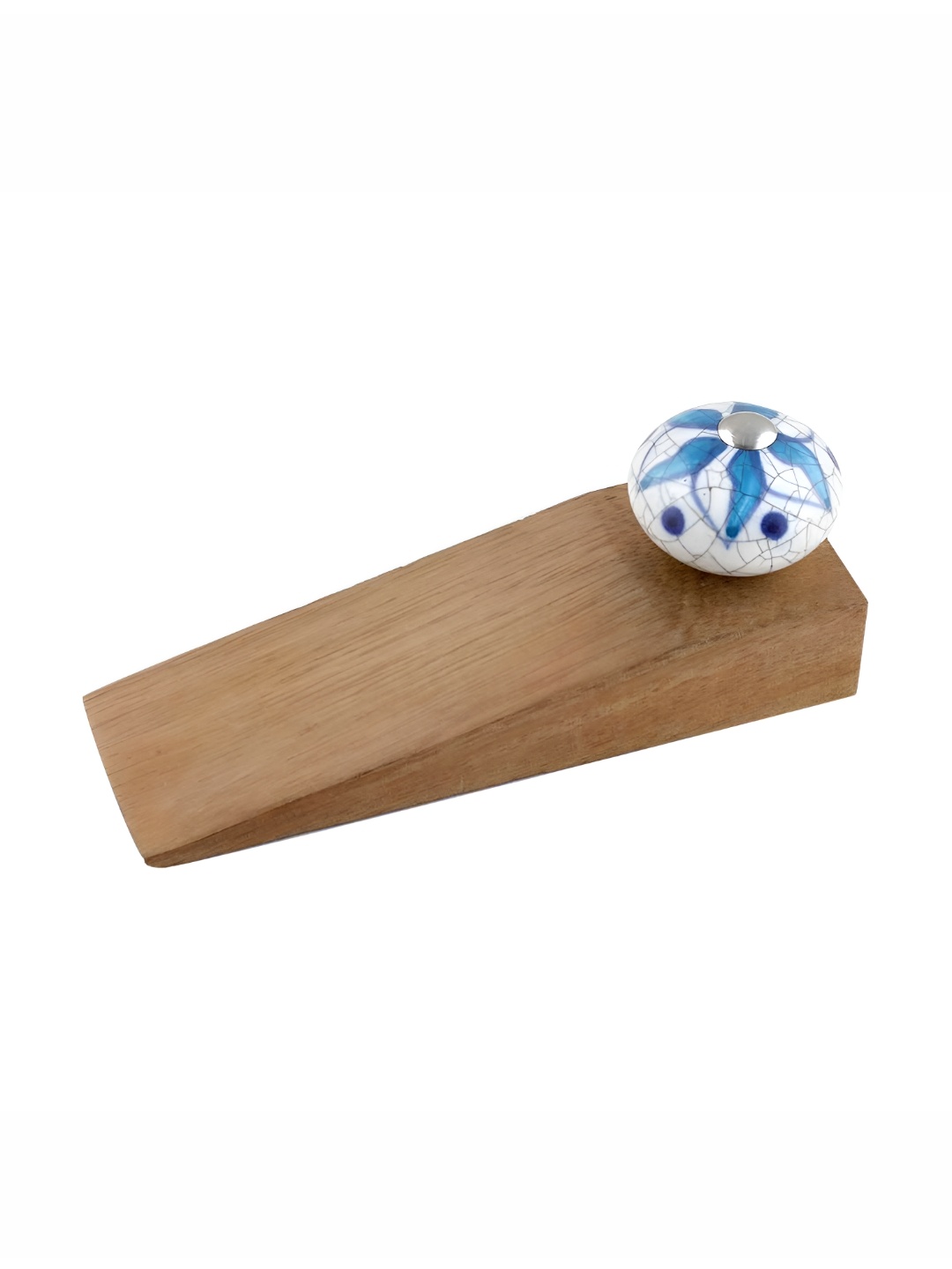 

Indianshelf Turquoise Blue & White Floral Crackle Door Stopper