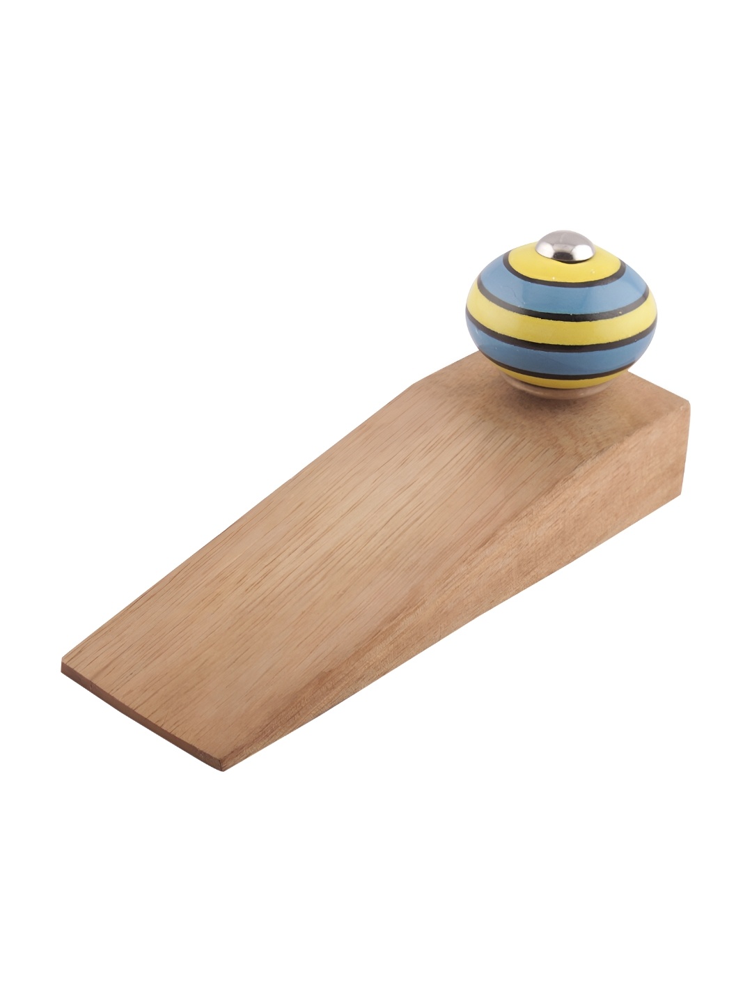 

Indianshelf Turquoise Blue & Yellow Striped Floral Door Stoppers