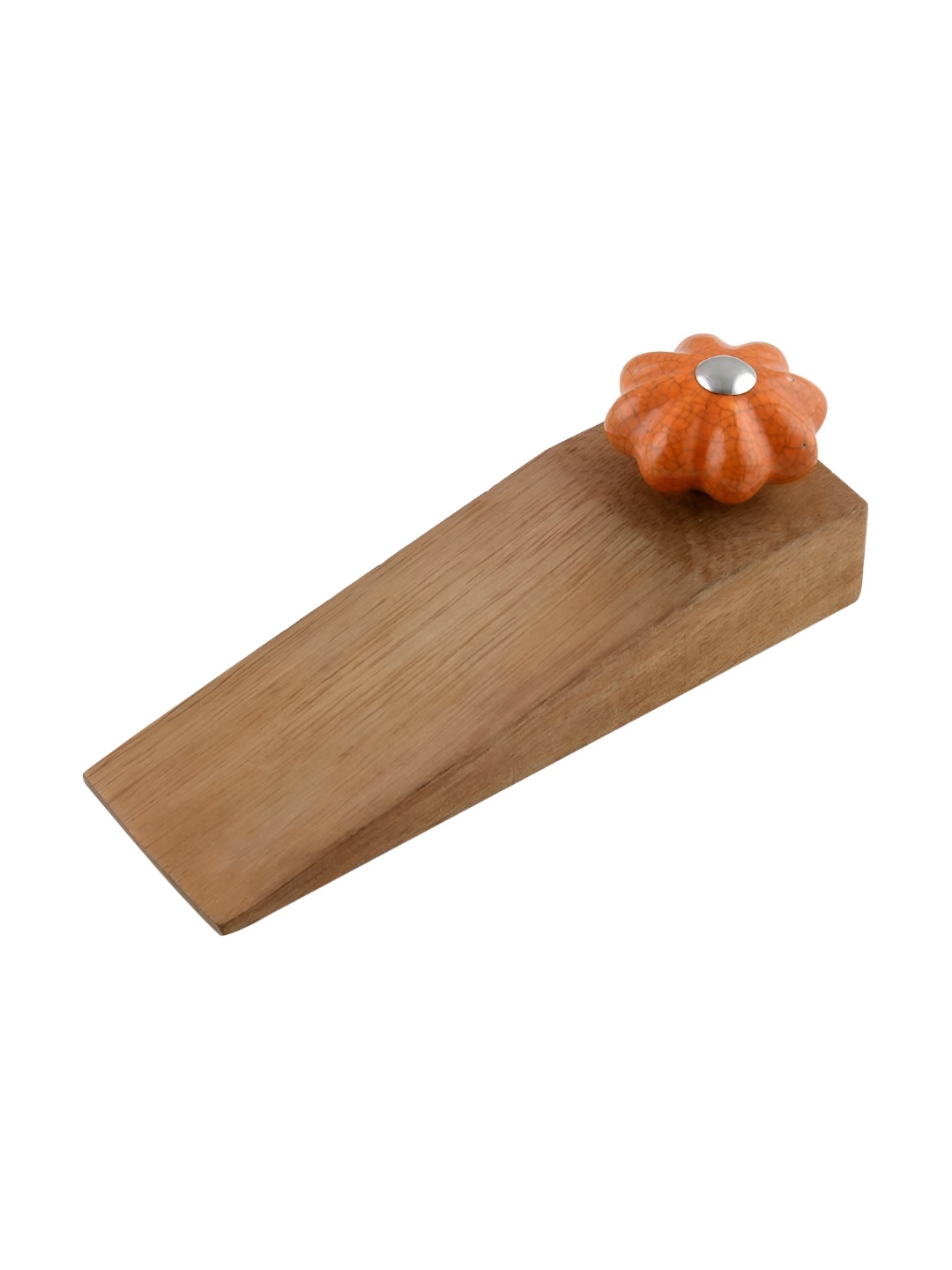 

Indianshelf Orange Coloured & Beige Crackle Melon Door Stopper