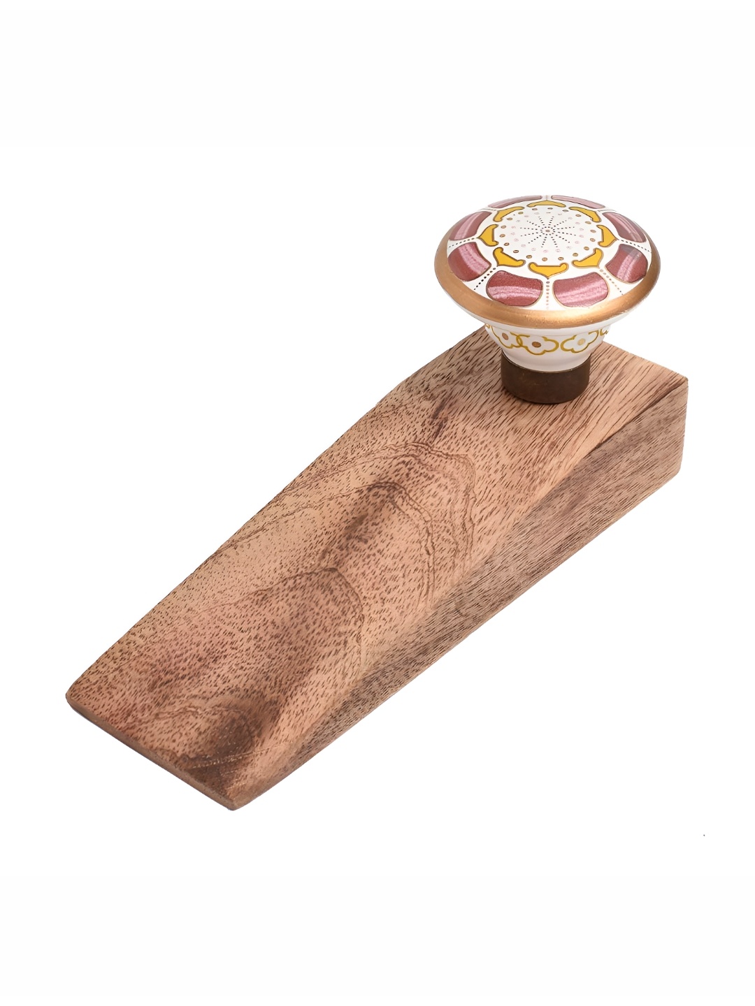 

Indianshelf Beige & White Wheel Flower Door Stopper