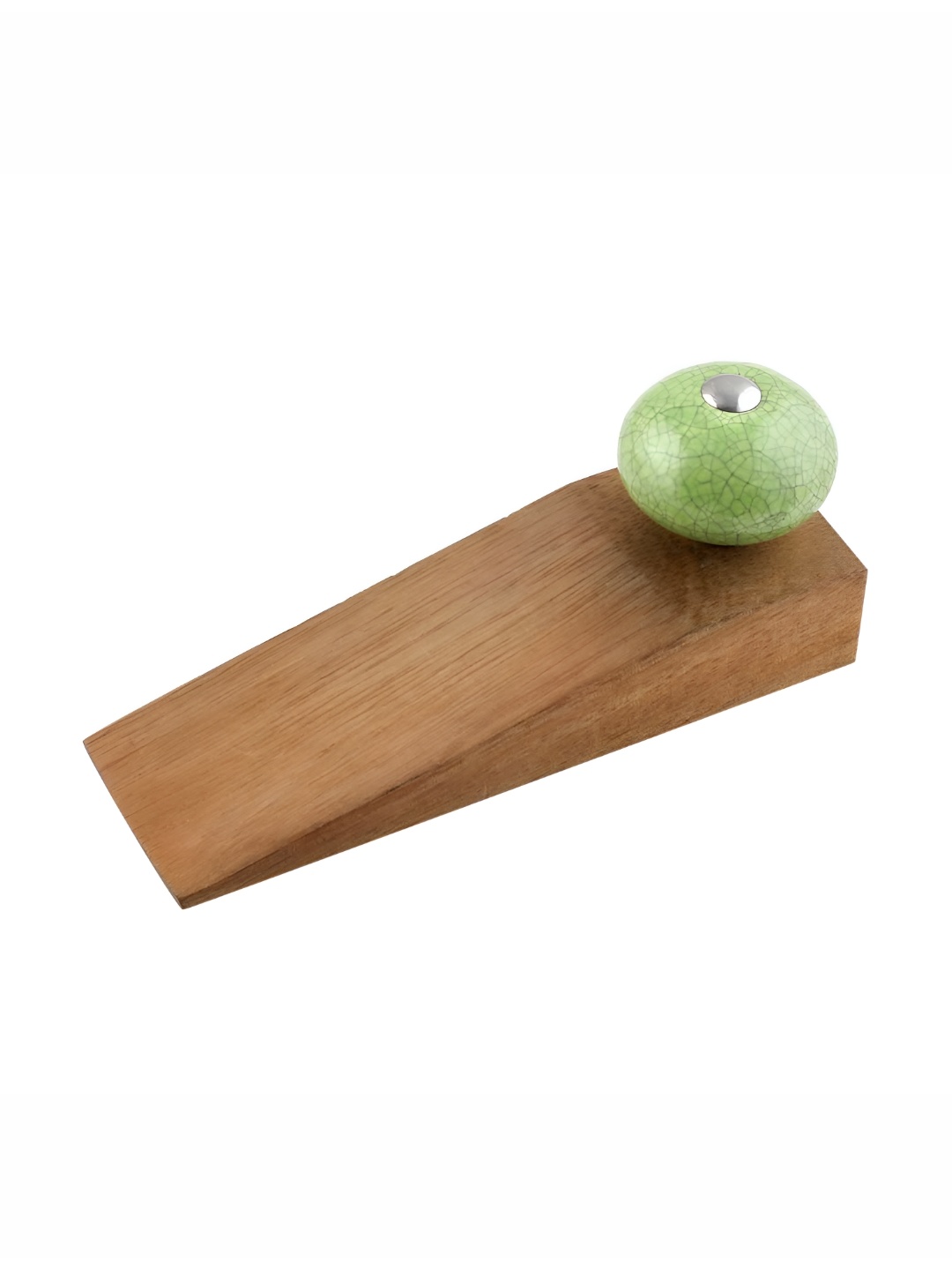 

Indianshelf Green & Beige Wooden Crackle Door Stopper