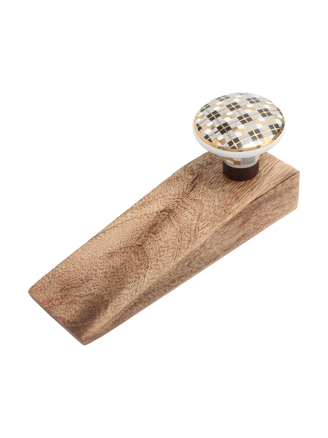 

Indianshelf Black & Beige Check Patterned Door Stopper