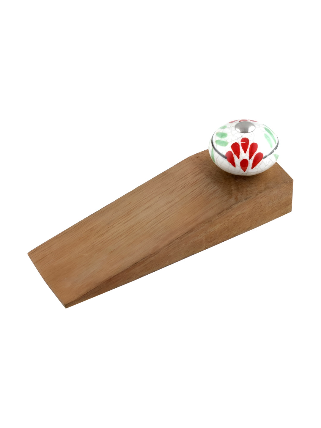 

Indianshelf Beige & Red Floral Crackle Door Stopper