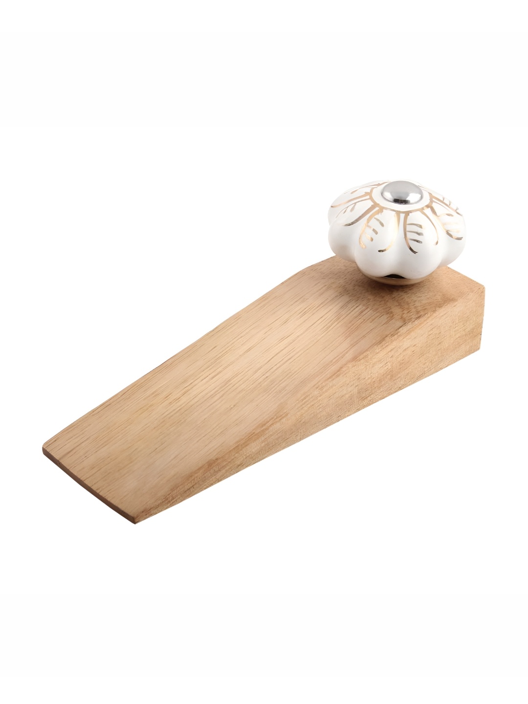 

Indianshelf White & Beige Leaf Printed Door Stopper