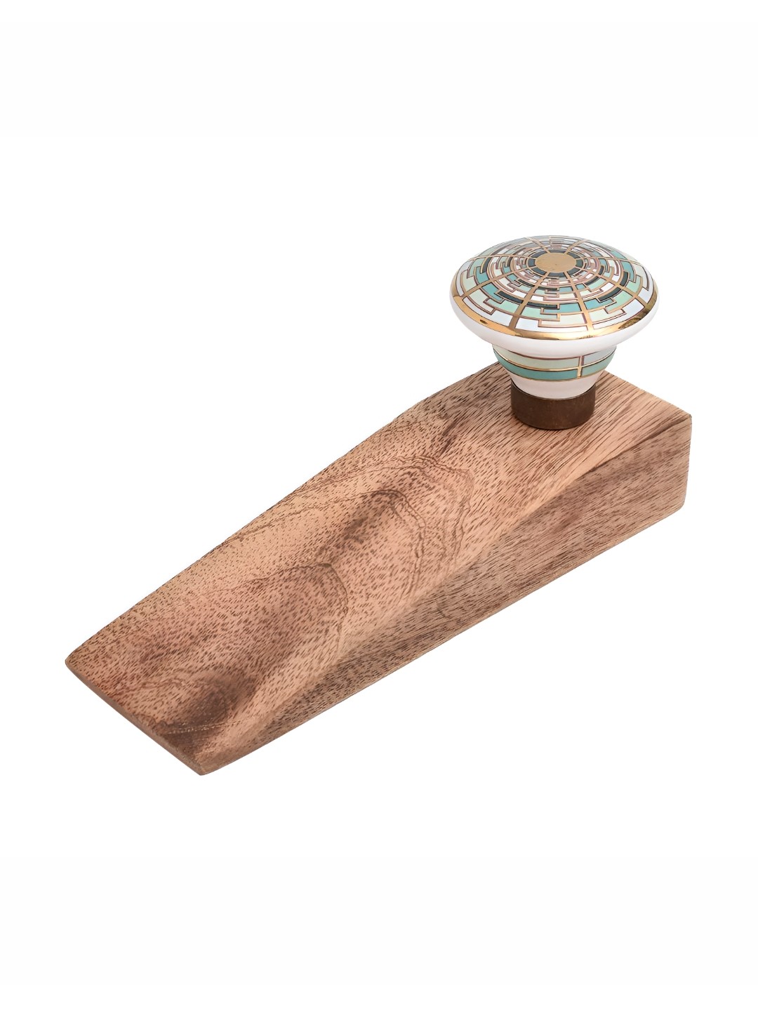 

Indianshelf Beige & Green Emerald Printed Door Stopper